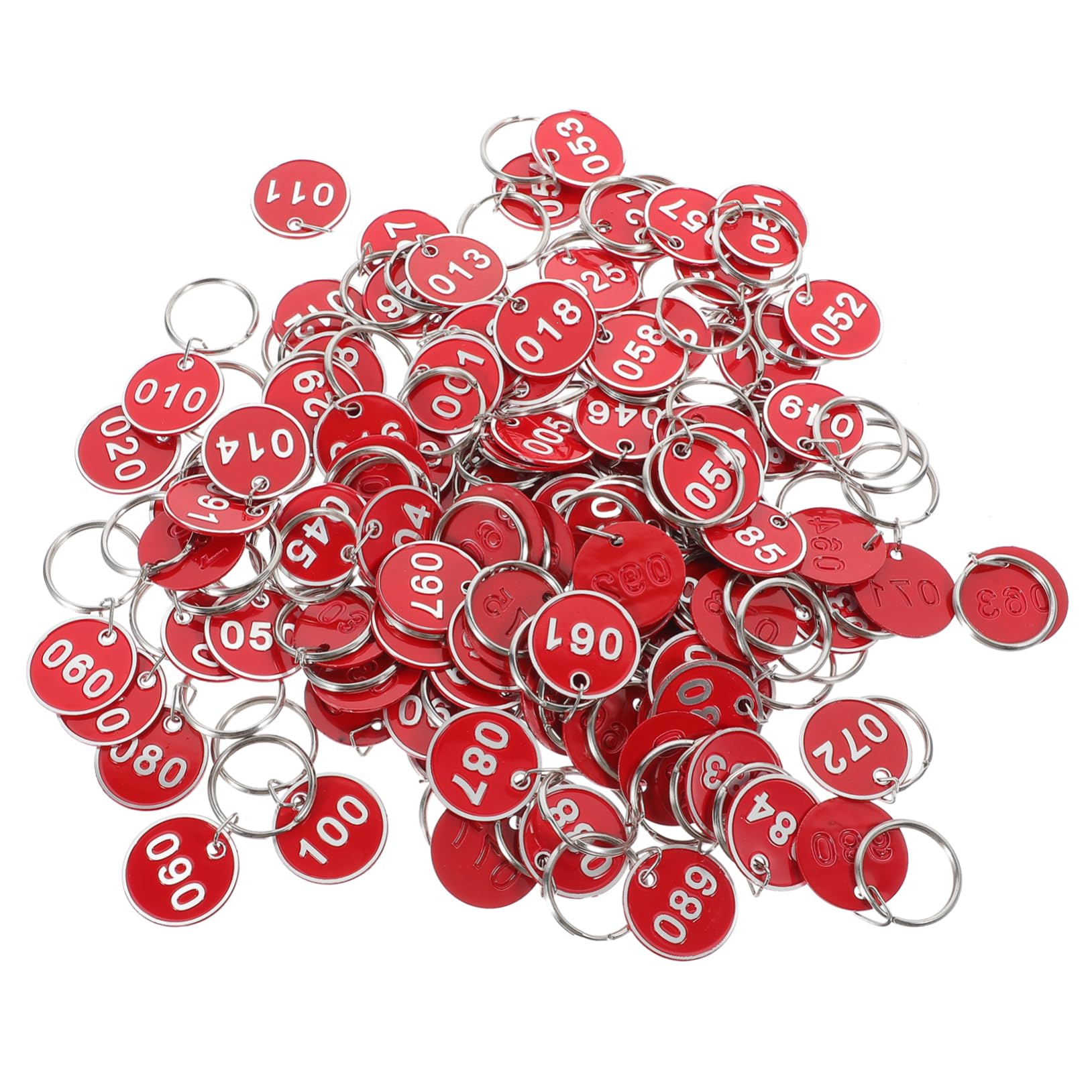 FRCOLOR Targhette Numerate con Anello in Lega di Alluminio Rosso 100 Pezzi Organizzazione e Conservazione per Chiavi e Bagagli per Armadietti e Supermercati