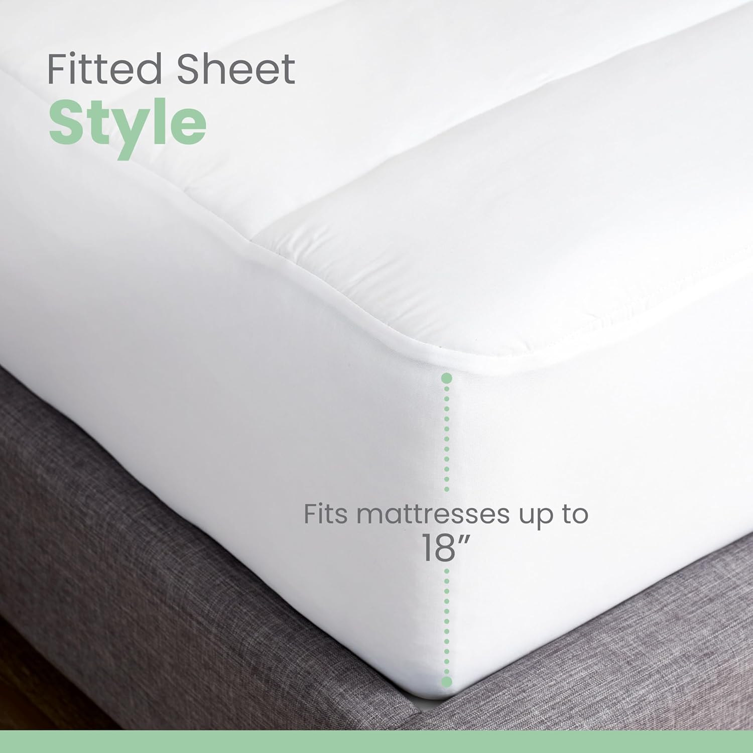 Quilted Mattress Pad, Breathable Poly-Cotton Fabric, Polyester Cushion Fill, Stretch Pocket Fits Mattresses up to 18 Inches, All-Season Use, Machine Washable, Twin XL