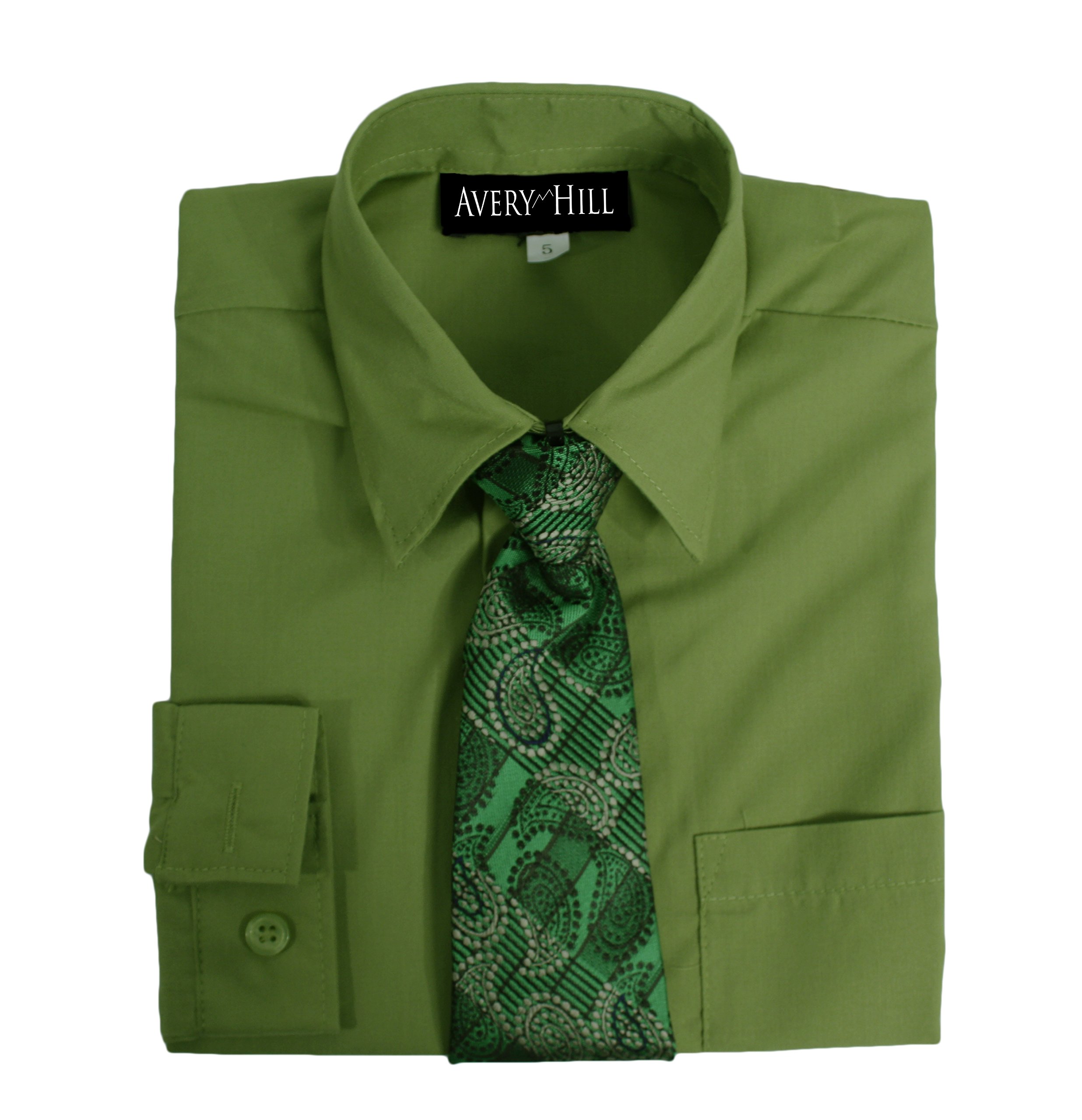 Avery Hill Boys Long Sleeve Dress Shirt with Windsor Tie