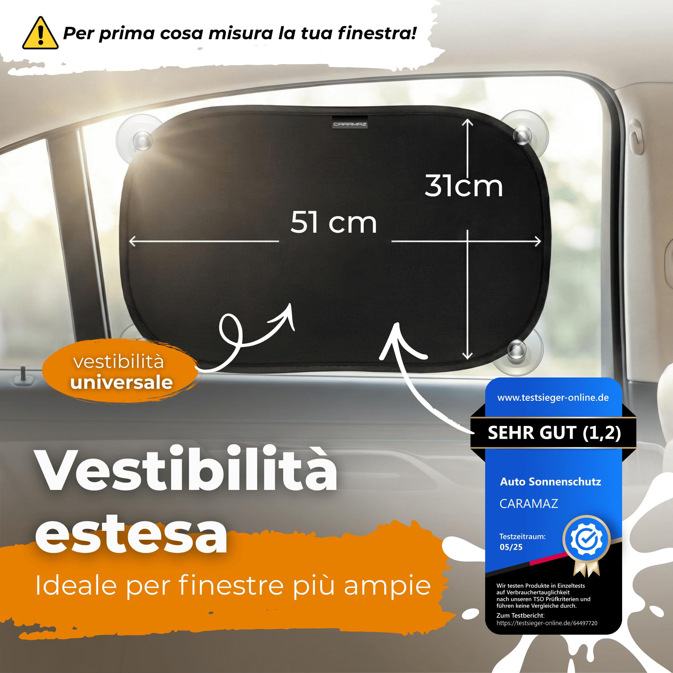 Tendine parasole bambini Buio Ottimale con protezione UV certificata - accessori auto, 2 pezzi 51x31cm, protezione solare raggi UV Design Tartaruga