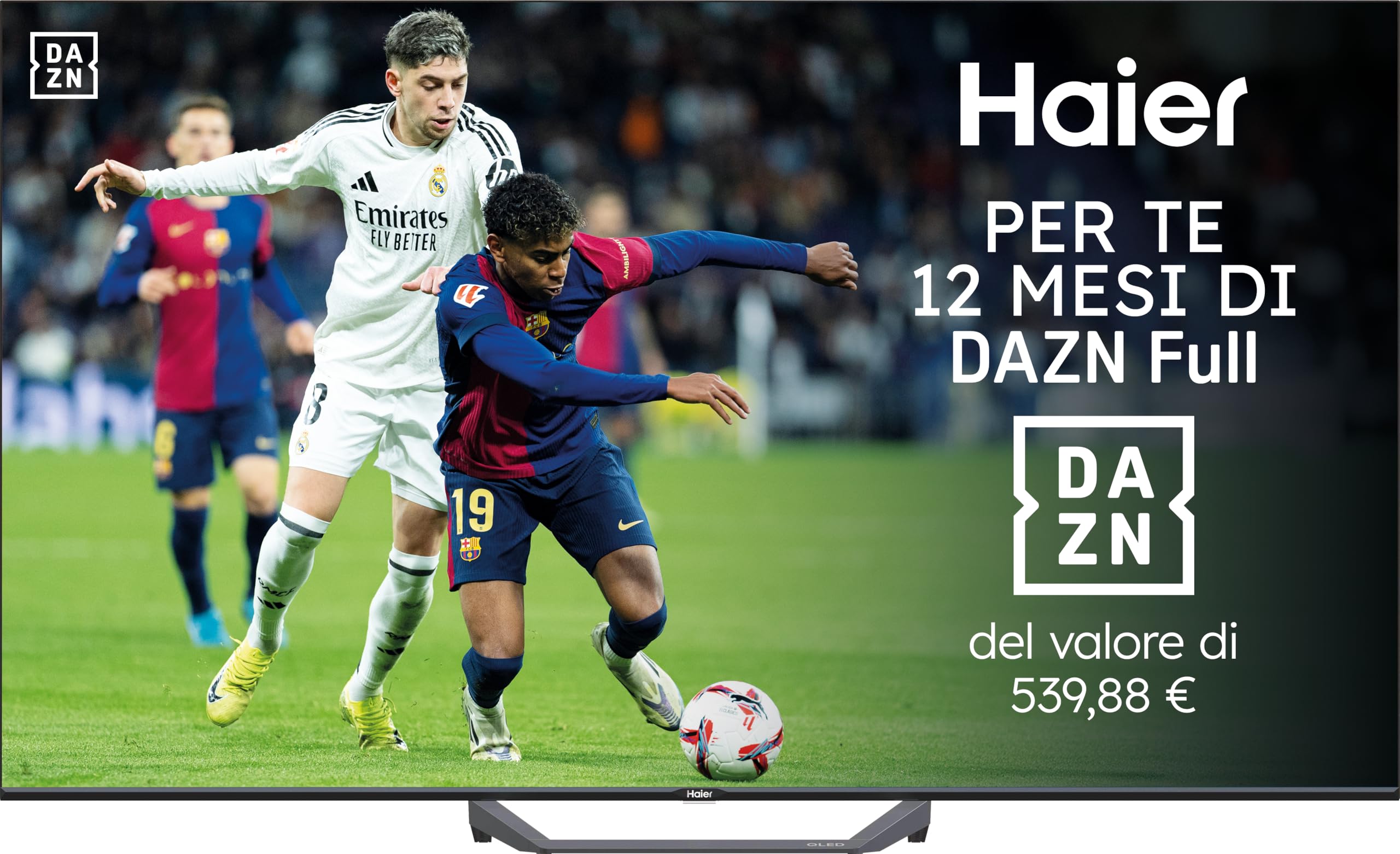 Haier QLED 4K UHD H65S80FUX 65'' Smart TV, Google TV, Dolby Audio, HDR 10, Telecomando Smart, Google Assistant, Bluetooth 5.1, Gaming Accelerator, USB 2.0, DBX TV, HDMI 2.1 x 4 [2025]