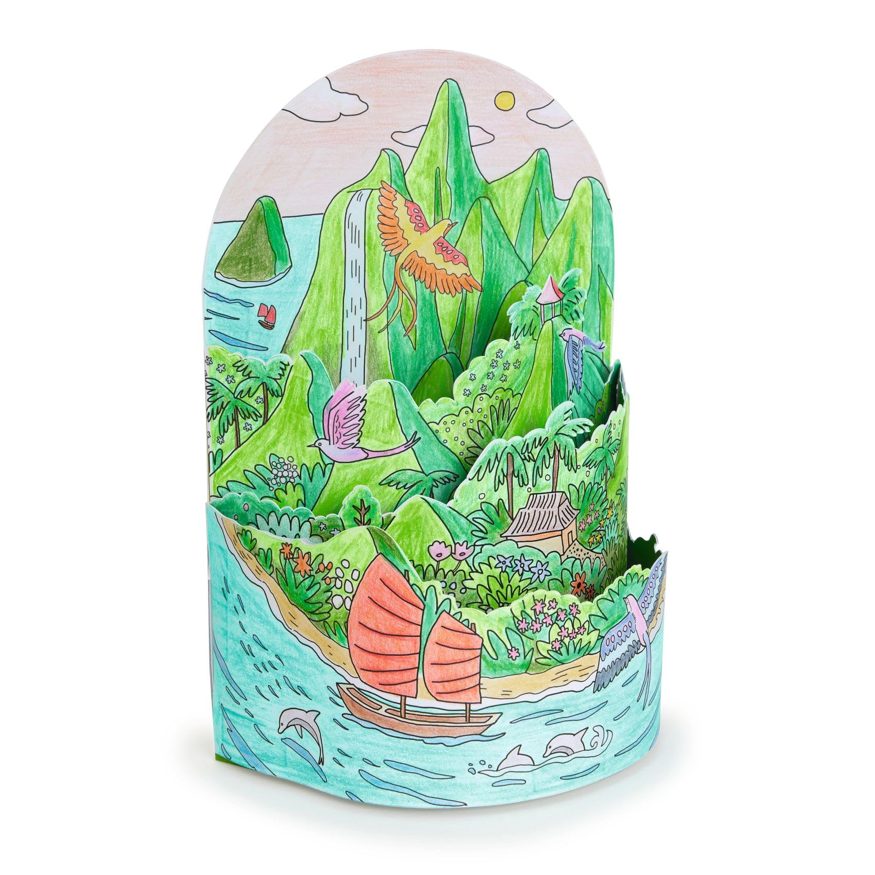 DJECO 3D coloring pages - At the top of my island