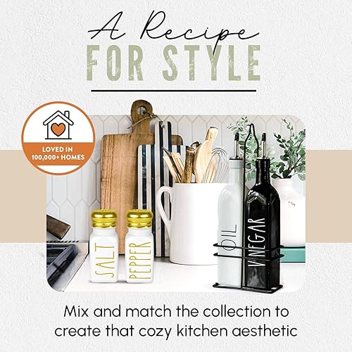 Miniatura 42 de Brighter Barns - Juego de saleros y pimenteros morados, decoración moderna y accesorios de cocina de granja, bonito juego de sal y pimienta, Púrpura