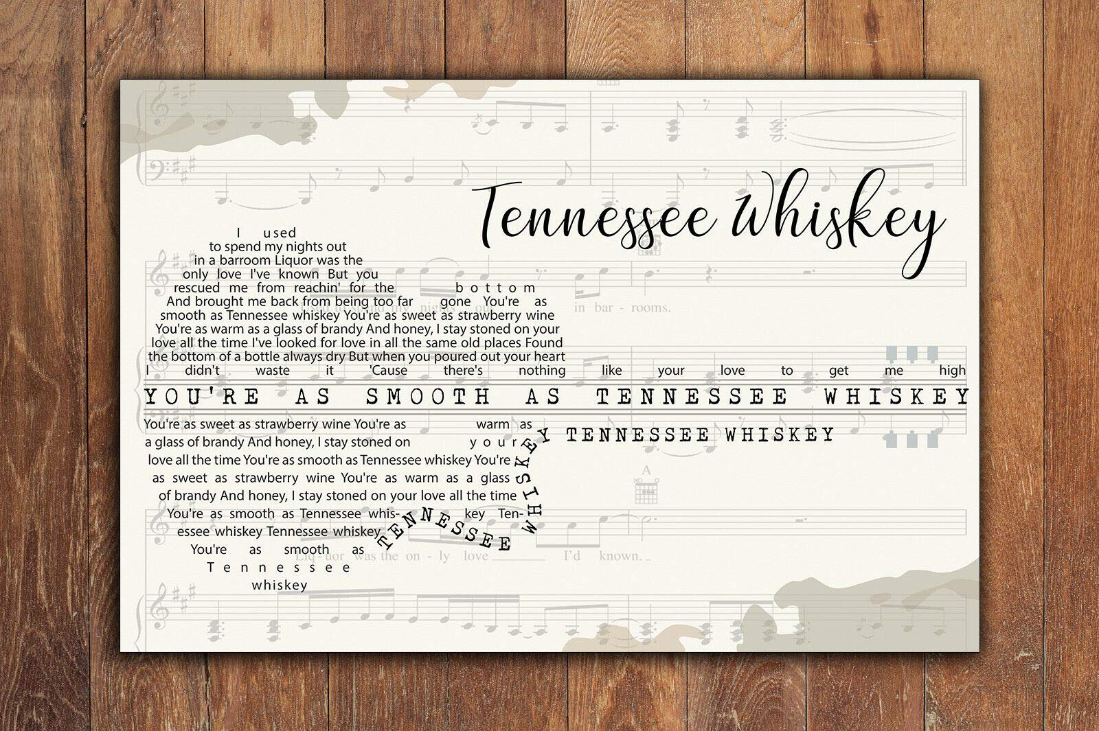 Biopracess Metalpostera66858 Tennessee Whiskey Lyrics Poster Song Lyrics Poster Retro Style Wall Decor Metal Sign Poster 8X12 Inches
