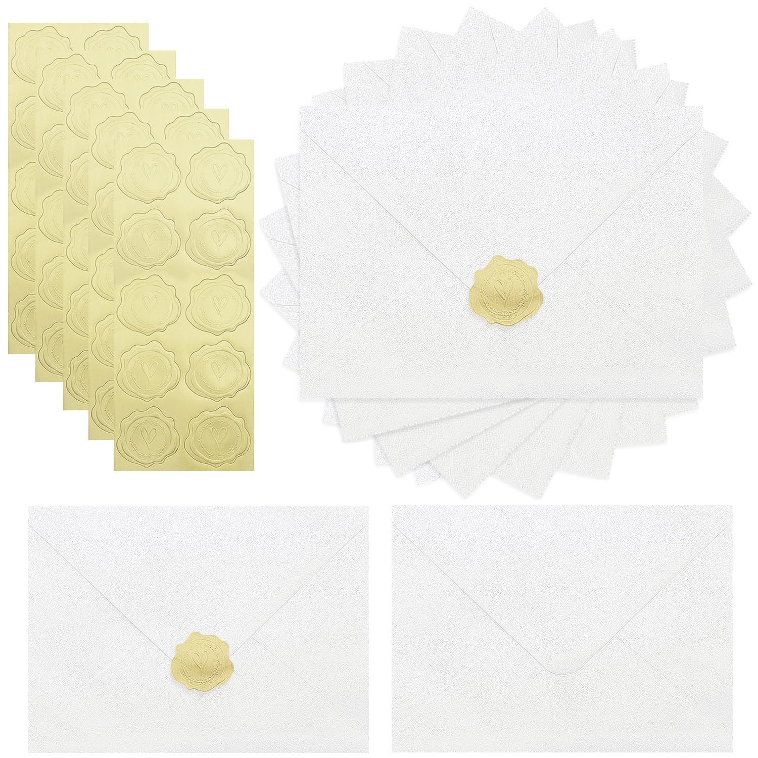 Zooyinfy 50 Pack A7 Pearl Envelopes 18.5 x 13.5cm,Ice White