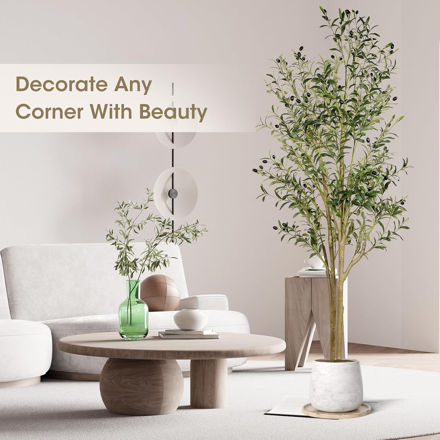 Artificial Olive Tree 6ft Tall Faux Olive Tree with Natural Wood Trunk and Lifelike Fruits Olive Trees Artificial Indoor for Home Office Decor Indoor Artificial Olive Tree Housewarming Gift