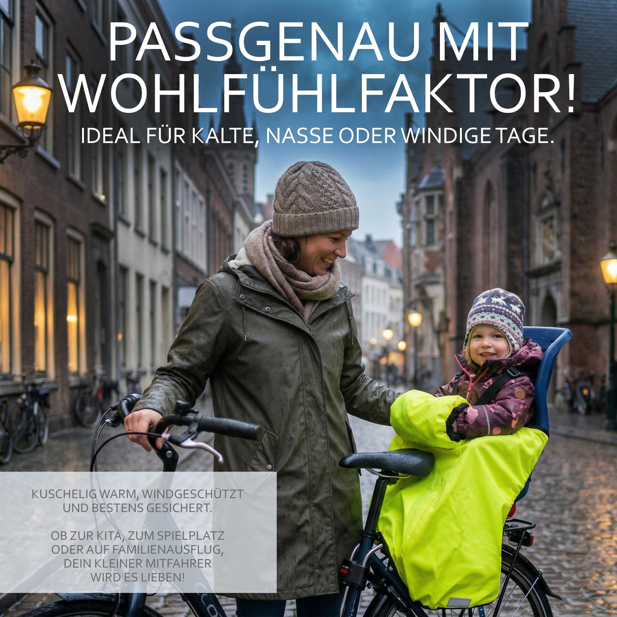 BambiniWelt by Rafael K. Jambières pour enfant - Couvre-jambes pour siège de vélo - Chancelière Römer avec manchon en micropolaire - Coupe-vent et imperméable