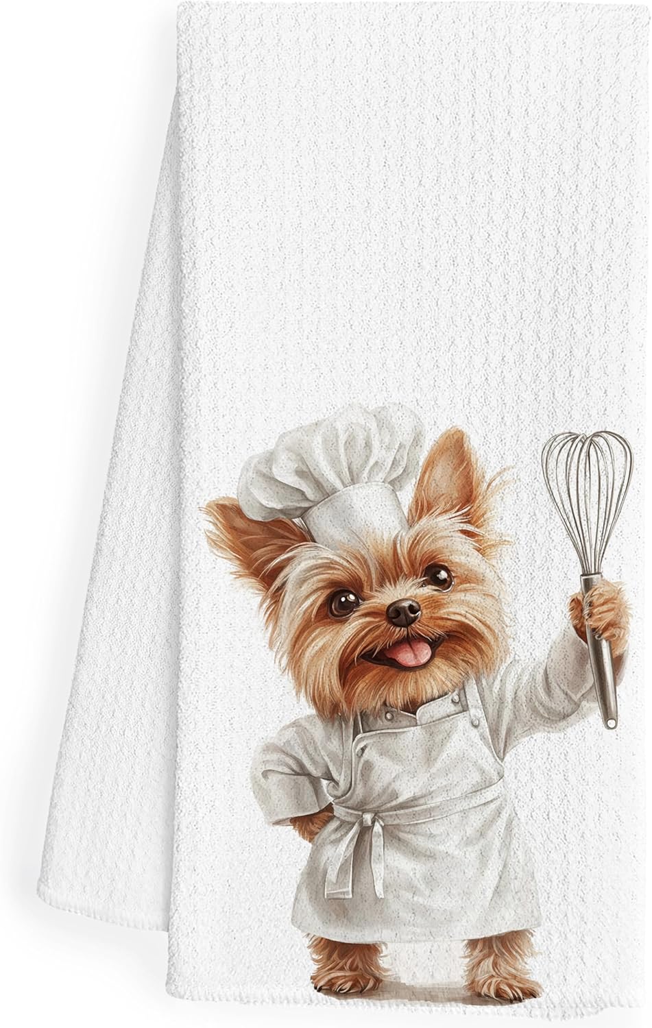 Funny Yorkshire Terrier Chef Kitchen Dish Towels, Yorkie Gifts for Women, Funny Chef Gifts Decorative Hand Tea Towels for Kitchen, Yorkshire Terrier Gift, 16x24 Inch