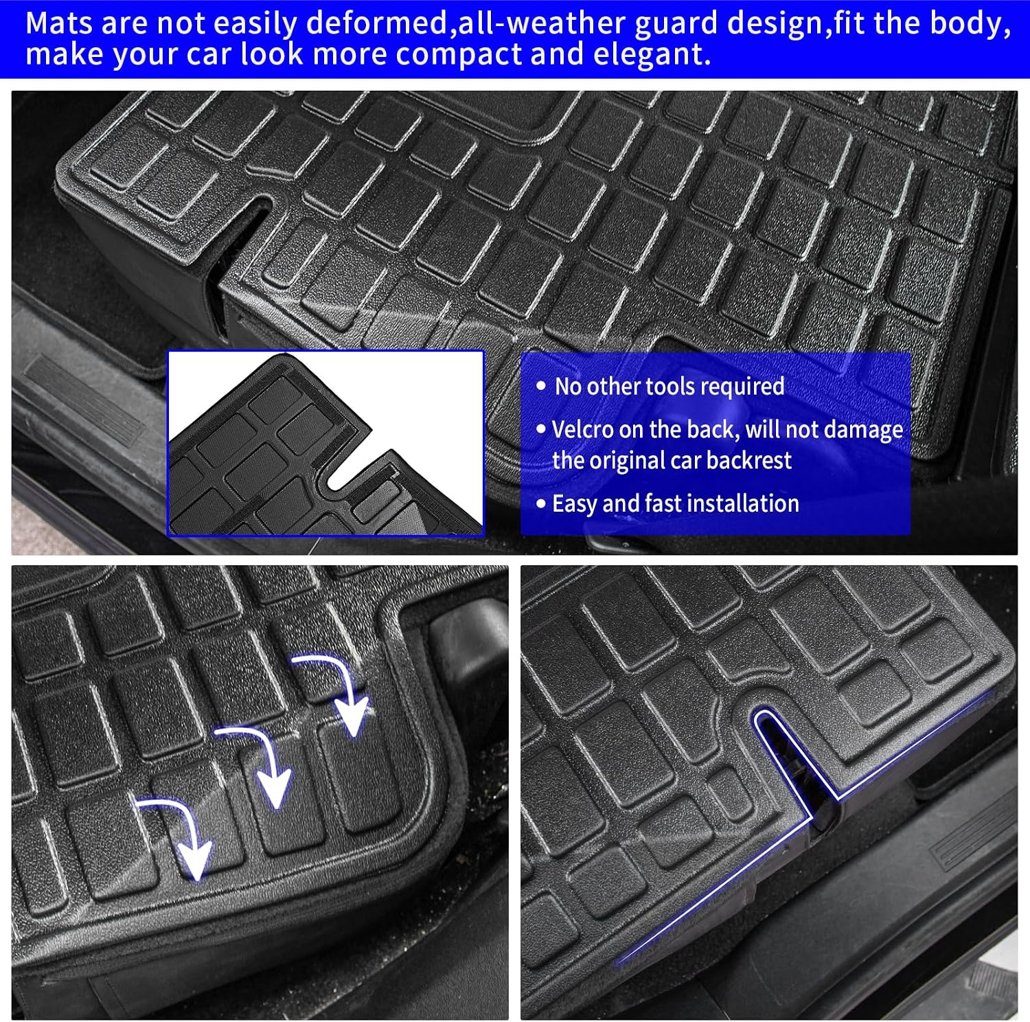 Rongtaod Floor Mats Compatible with 2018-2024 Chevrolet Equinox GMC Terrain Trunk Liner Cargo Liner Cargo Mat Back Seat Cover 2023 Chevy Equinox Accessories (Backrest Mat+Trunk mat+Floor Mats)