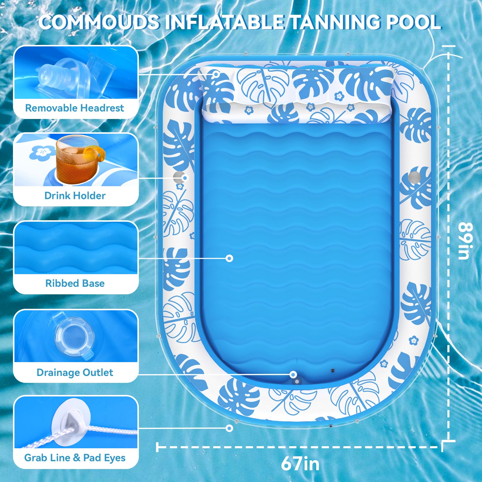 Snapklik.com : COMMOUDS Inflatable Tanning Pool Lounger Float