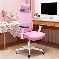 Vista 15 de Silla de oficina ergonómica, silla de escritorio de malla con reposacabezas ajustable y reposabrazos 2D, sillas de computadora con soporte lumbar