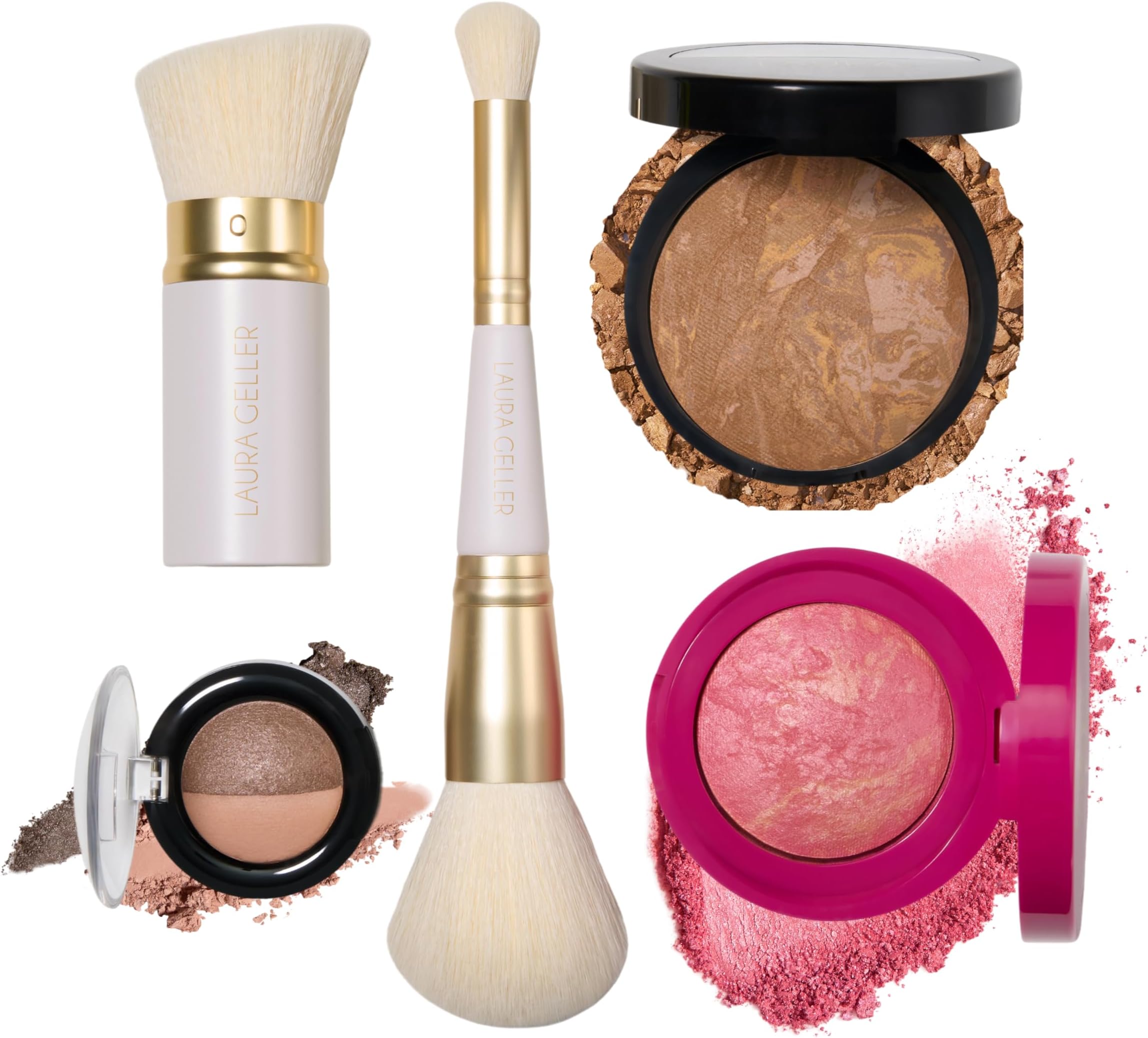 Daily Routine Kit | Sand | Limited Edition Makeup Set | Includes Baked Foundation for Mature Skin, Exclusive Blush, Eyeshadow, Retractable Kabuki Brush
