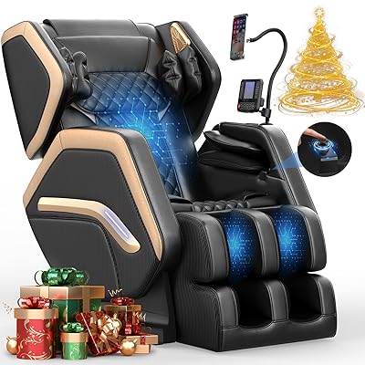 Massage Chair Full Body, Zero Gravity Massage Chair 2025 for Back Fatigue with 10 Fixed Rollers, Airbags, Phone Controller, Heating, Bluetooth Speaker, Nightlights for Living Room, Bedroom