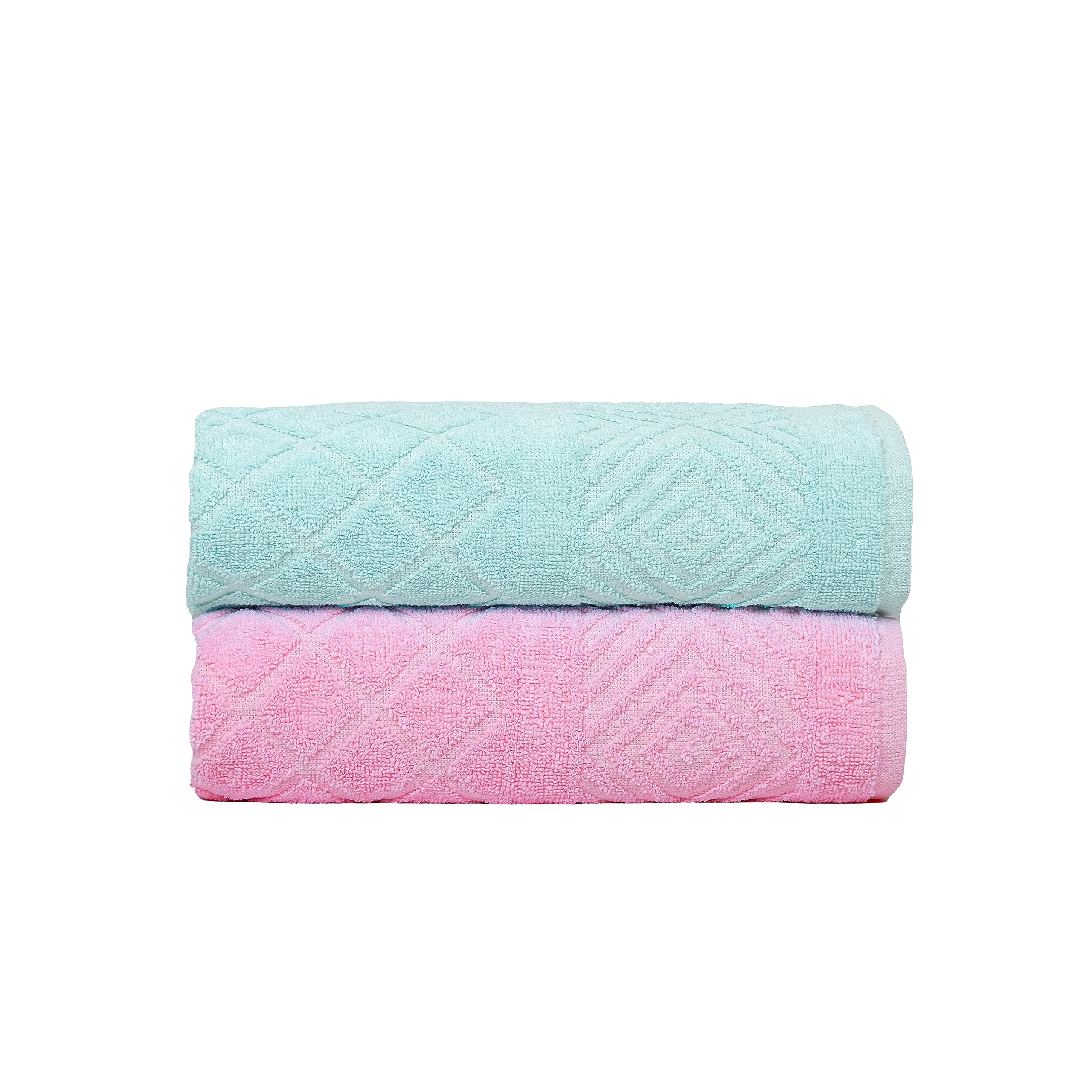 ılgın home Pamuklu El Yüz Havlusu 2'li Set 50 x 90 cm. (yeşil-pembe)