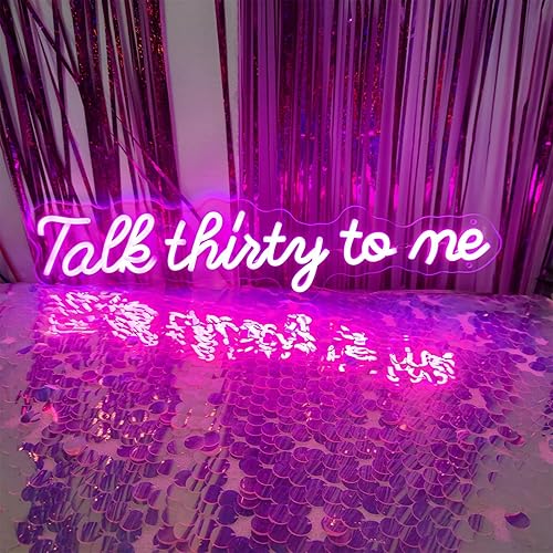 Talk Thirty To Me - Letrero de neón de 24 pulgadas para decoración de pared, letreros de neón de feliz cumpleaños para pared de dormitorio con