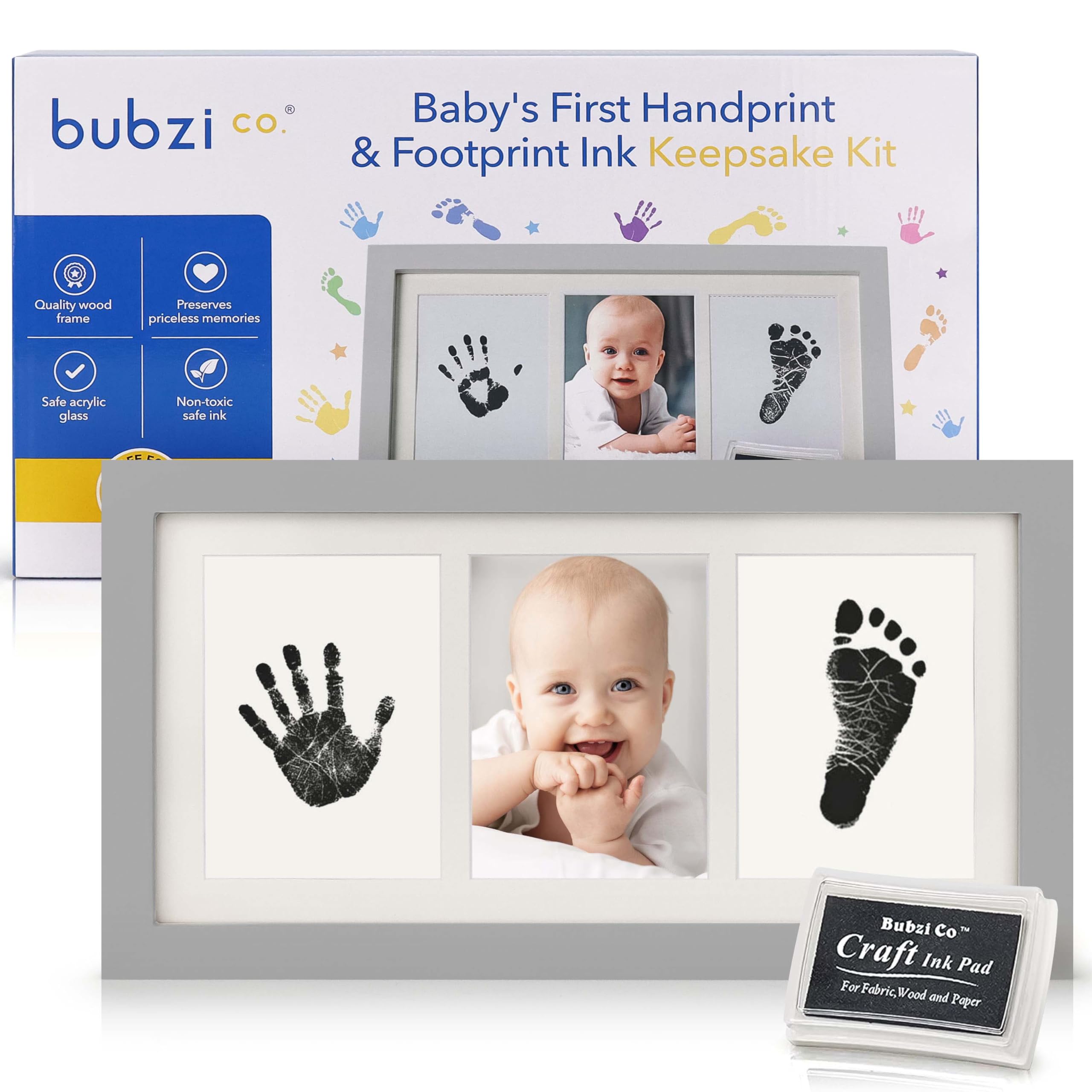 Bubzi Co Baby-Hand- & Fußabdruck-Rahmen für Mädchen und Jungen, einzigartiges Geschenk-Set für Babypartys, unvergessliche Andenken