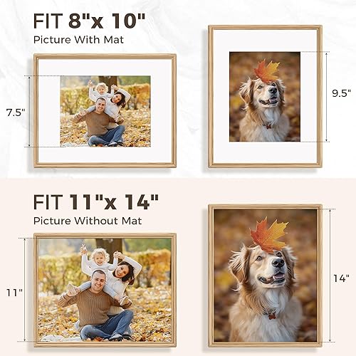 Miniatura 6 de Dreamland Portarretratos de 11 x 14 pulgadas, marcos de fotos de madera de roble macizo con vidrio templado de alta calidad, marco de esquina
