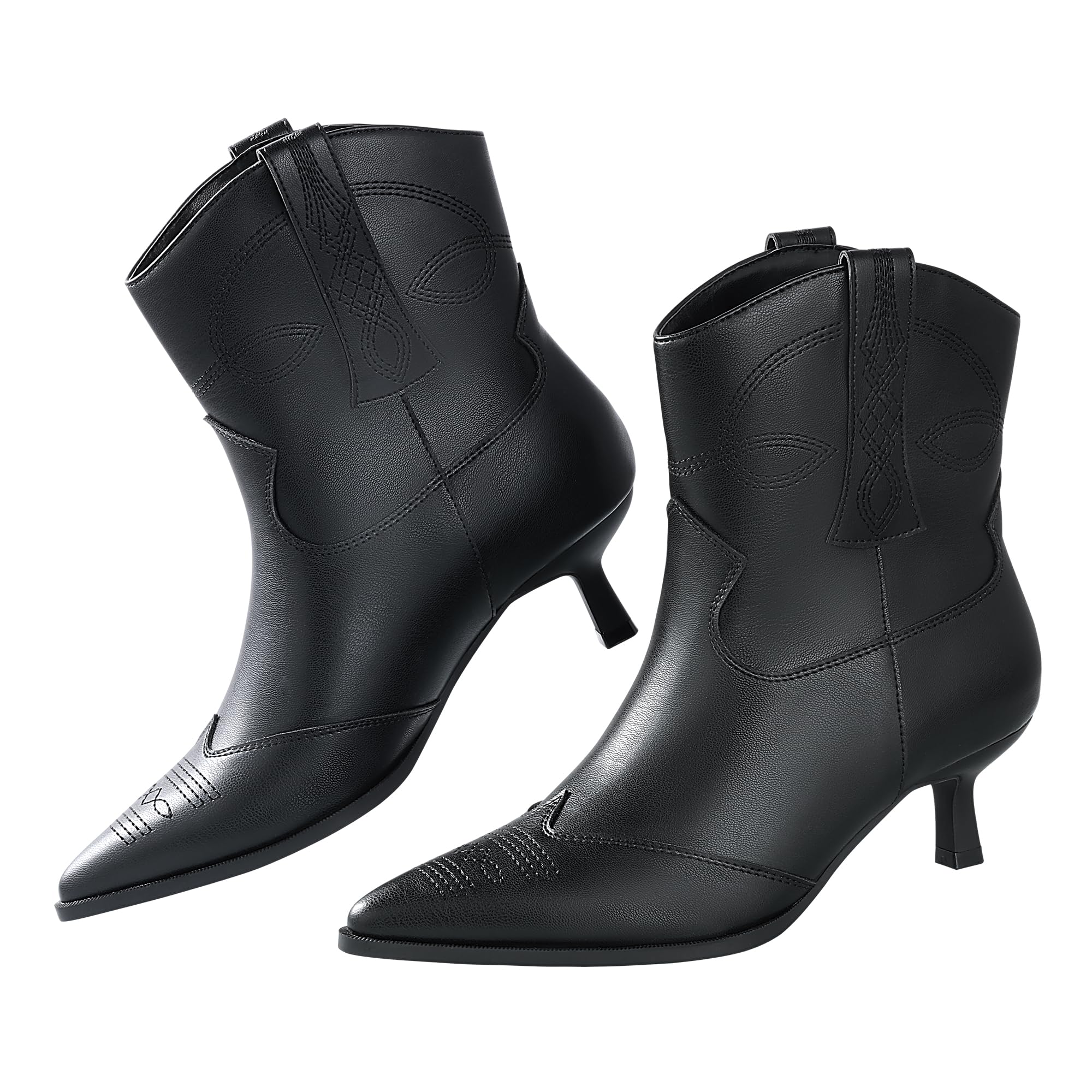 Kitten Heel Ankle Boots for Women Cowgirl Boots Womens Cowboy Booties Pointed Toe Dress Western Short Shoes