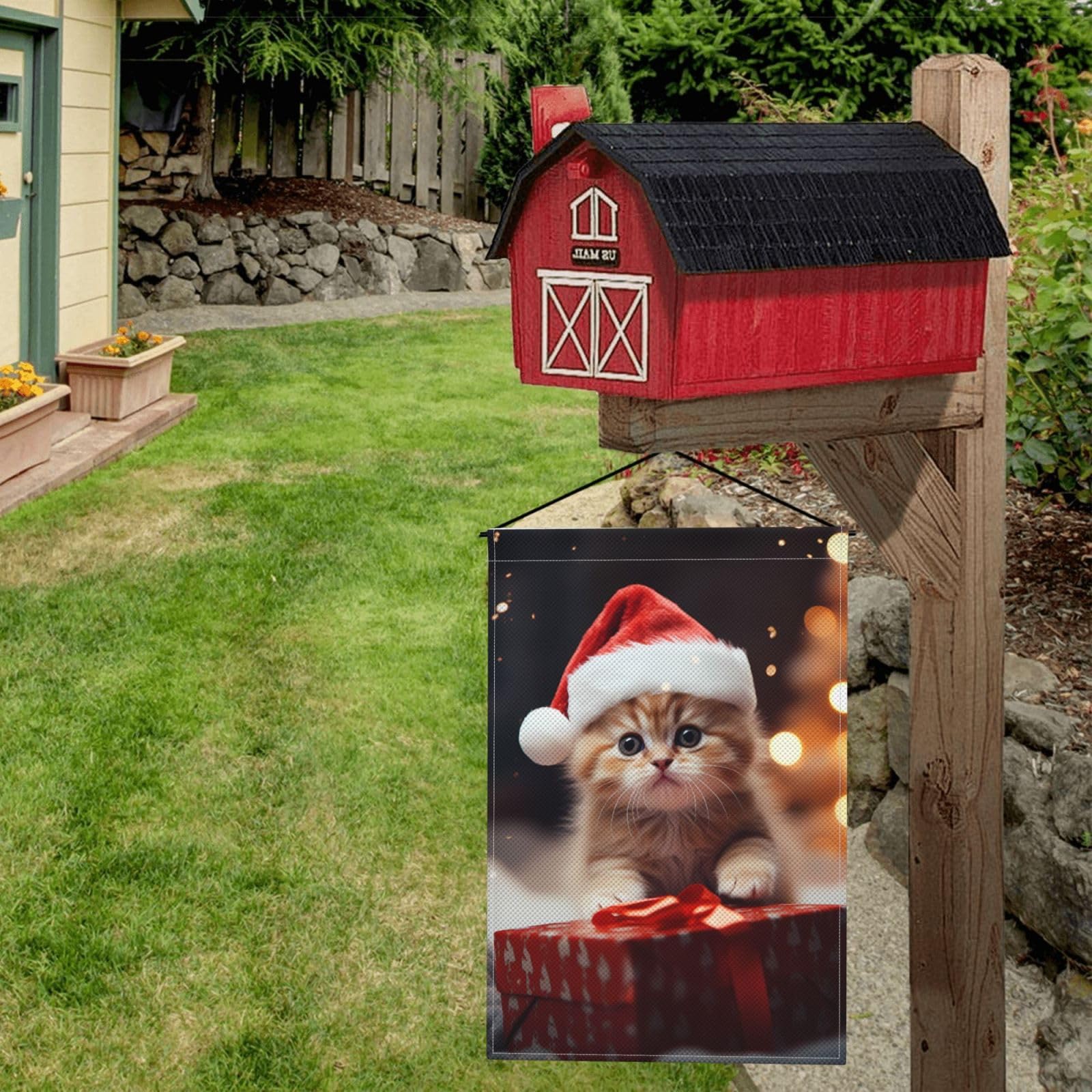 Regalo di Natale modello bandiera da giardino verticale doppia faccia piccola bandiera cortile stagionale fattoria vacanza all'aperto decorazione esterna 30,5 x 45,7 cm