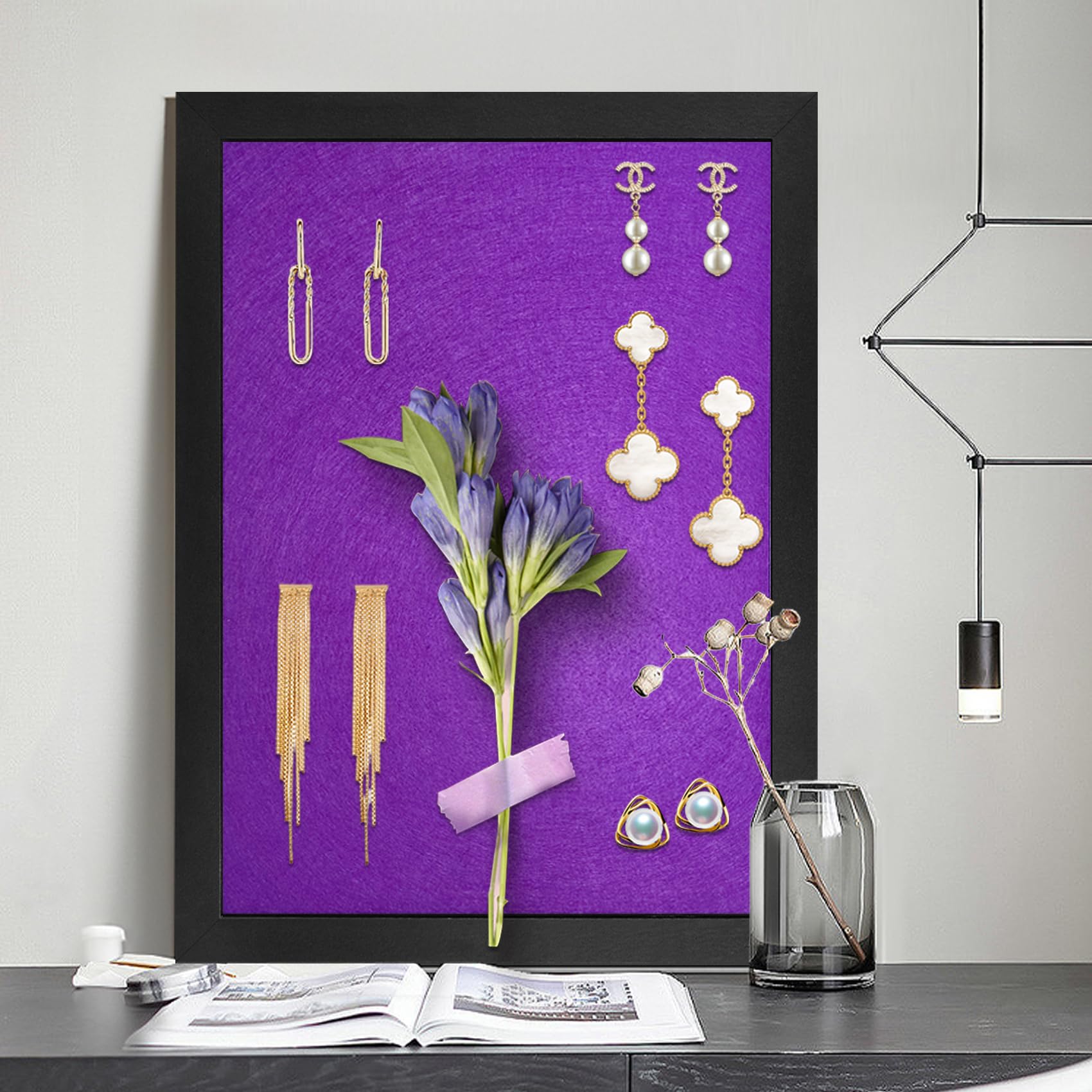 Purple Bulletin Boards Cork Board with Felt, 38x28CM Small Display Pin Board Vision Board for Walls Jewelry, Notes - Image 3
