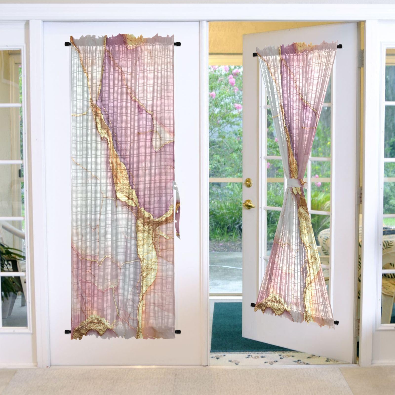 Rideaux de séparation de salle de classe marbre rose lavable 1pc