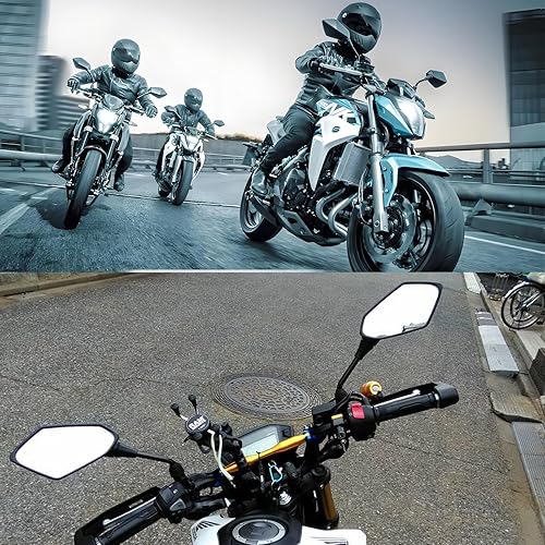 Miniatura 7 de MAMIKO Espejos Retrovisores Universales de Motocicleta para Perno Roscado M8 M10 Soporte de Espejo Double Take Compatible con Motocicleta Scooter