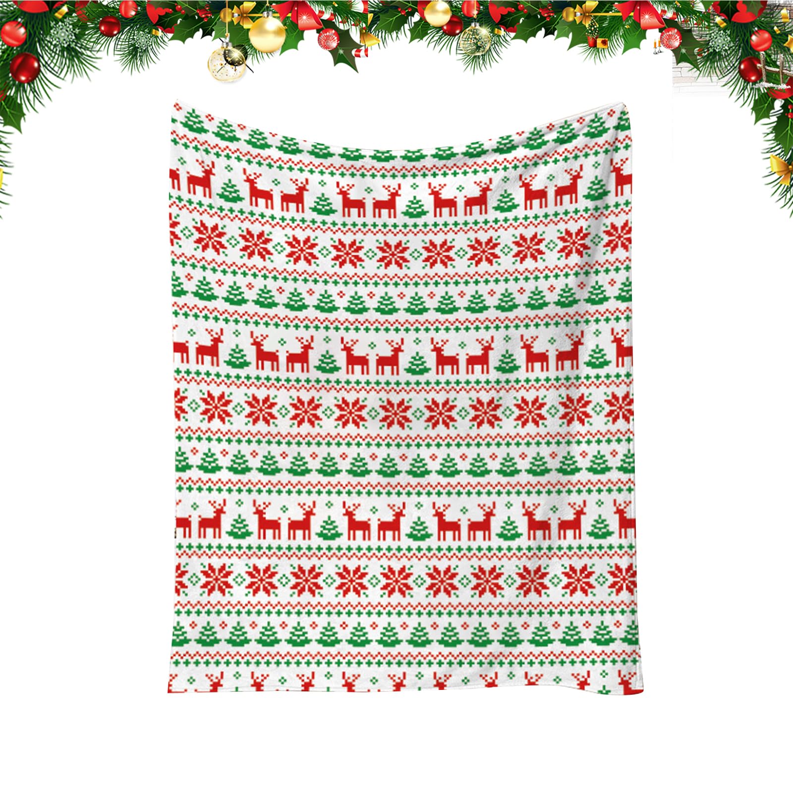 Manta Polar de Navidad, 70x100cm Franela Suave y Esponjosa para Sofá Cama Silla, Piel de Microfibra de Árbol Verde, Cálida Sherpa para Niños Adultos Niñas Navideña