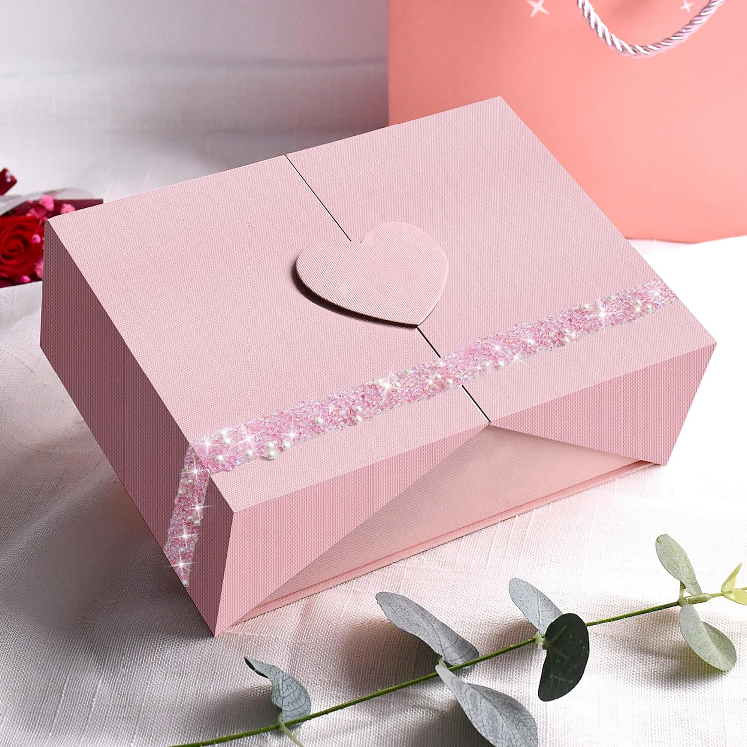 Jongdari Glitter Self Adhesive Rhinestone Pearl Ribbon Trim Tape, Soft Crystal Decorative Bedazzling Strips for DIY Crafts, 12 Colors 10mm Wide Total 12 Yards