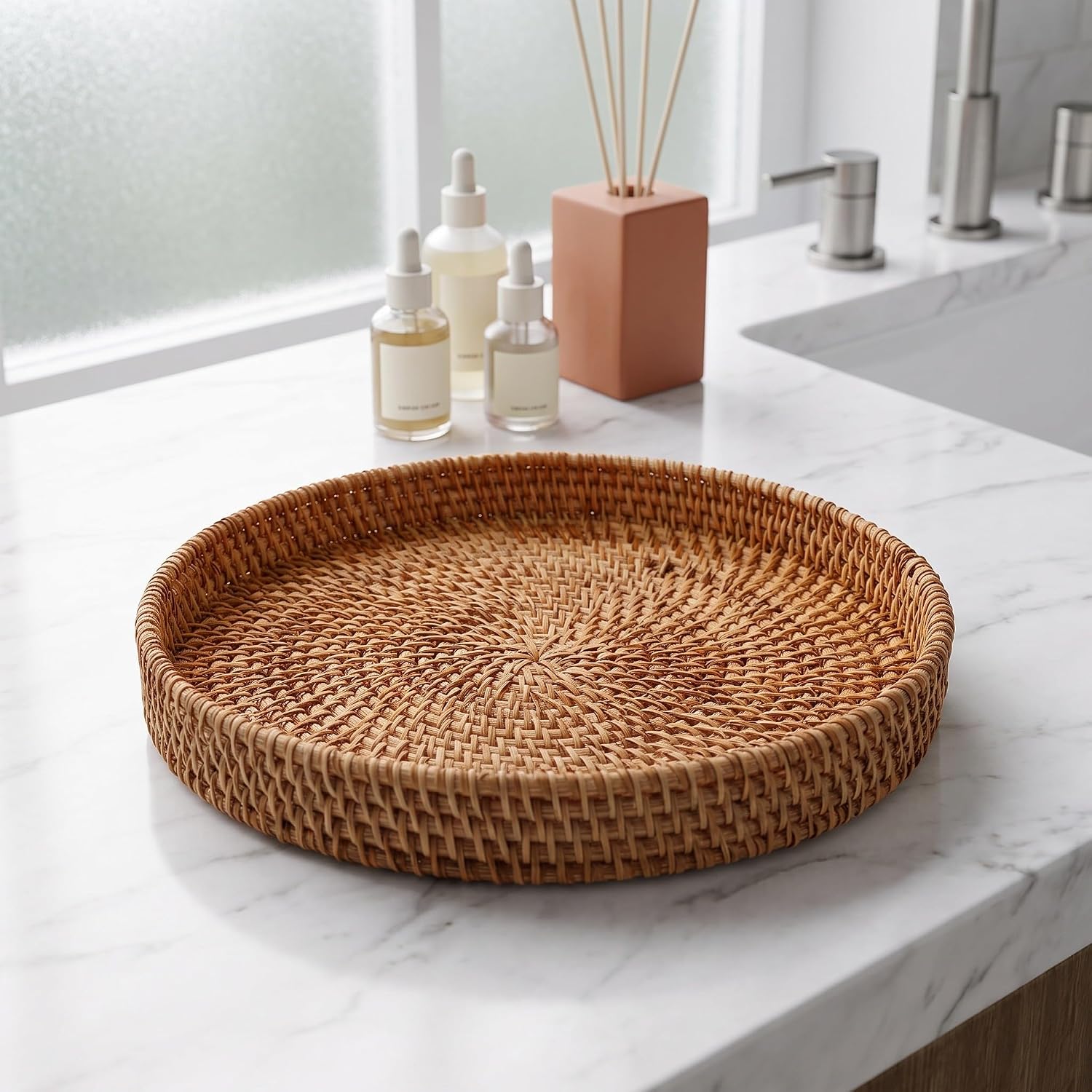 Rattan Wicker Storage Tray for Magazines and Cosmetics