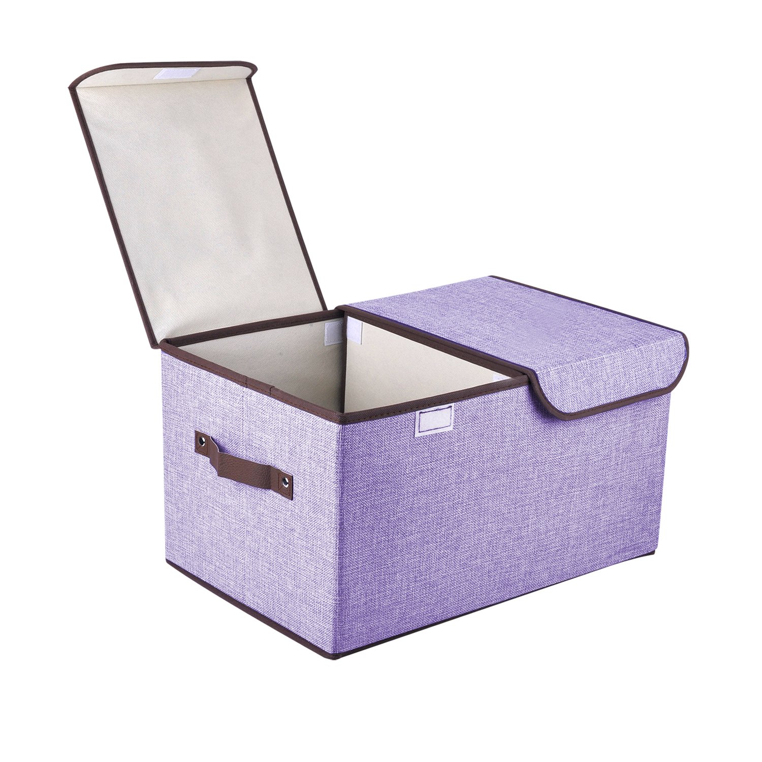 Storage box, Fabric Foldable Storage bins Containers Boxes with Lids and Removable Dividers for Nurseries, Offices, Closets, Home Decor (Purple)