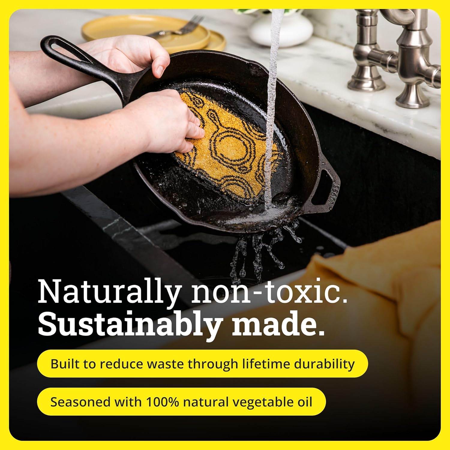 Lodge Seasoned Cast Iron Skillet - PFAS-Free, Non-Toxic Cookware - Use with an Oven, Stove, Grill, or Campfire - Naturally Non-Stick & Oven Safe - 13.25 Inches