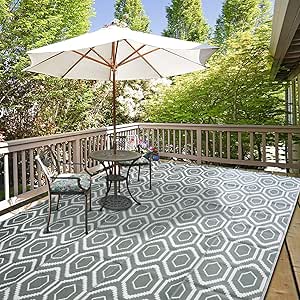 fifame Outdoor Camping Rug Patios Clearance Plastic Straw Weatherproof Reversible Mats, Large Floor Mat for RV, Backyard, Deck, Picnic, Beach, Trailer, Camping