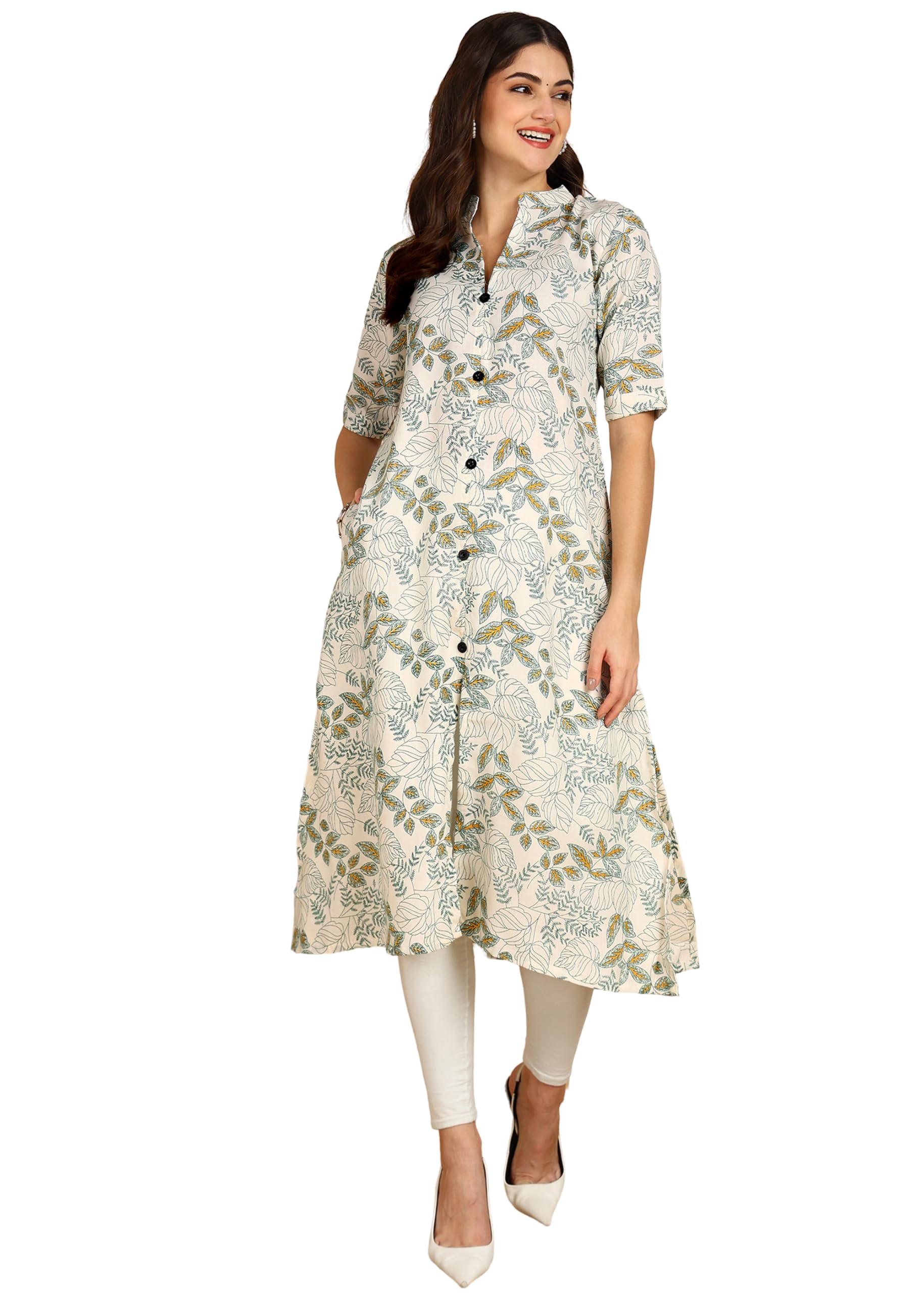 dsk studio Women's A Line Cotton Blend Floral Print Kurti Only-picture-25