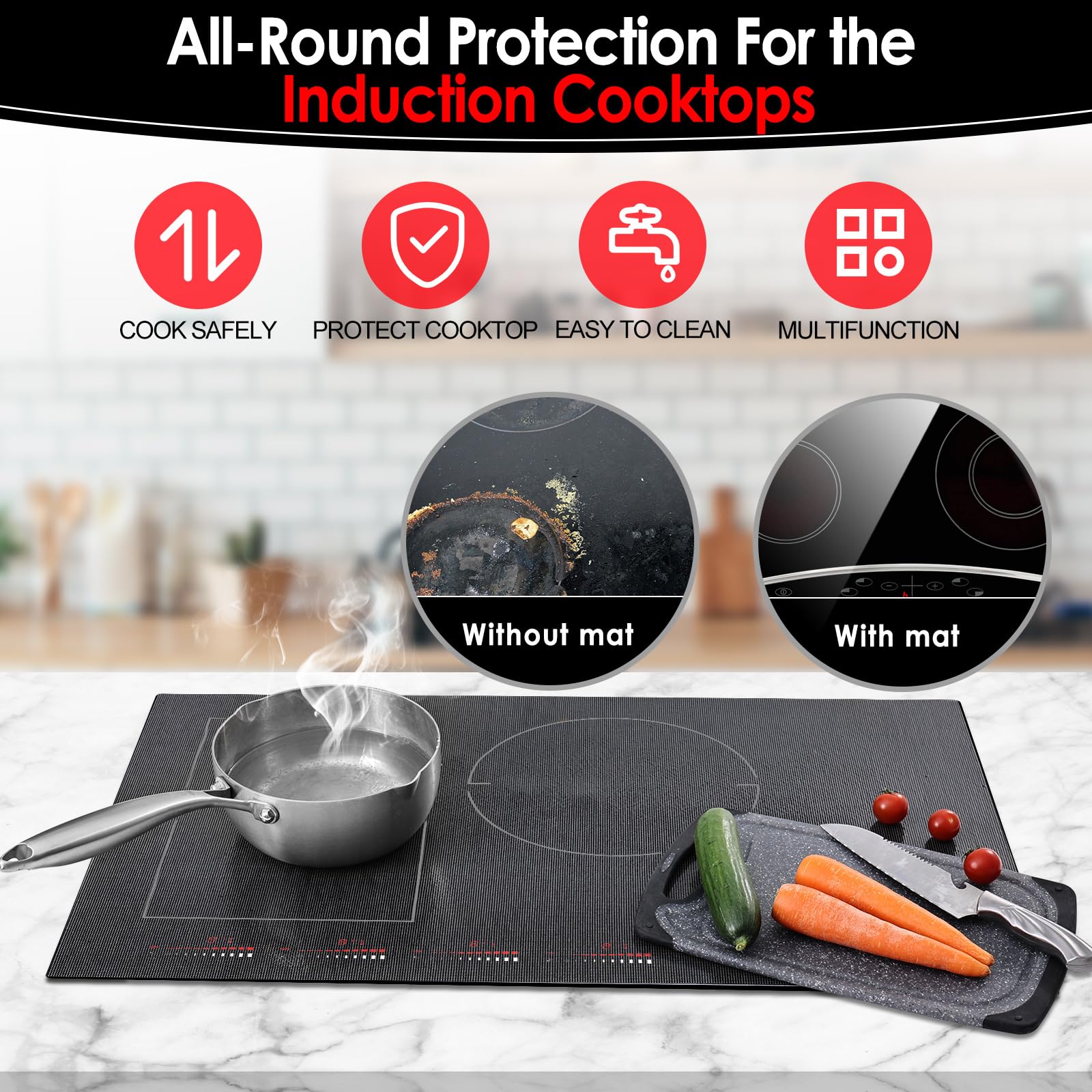 Induction Cooktop Protector Mat - Black -6