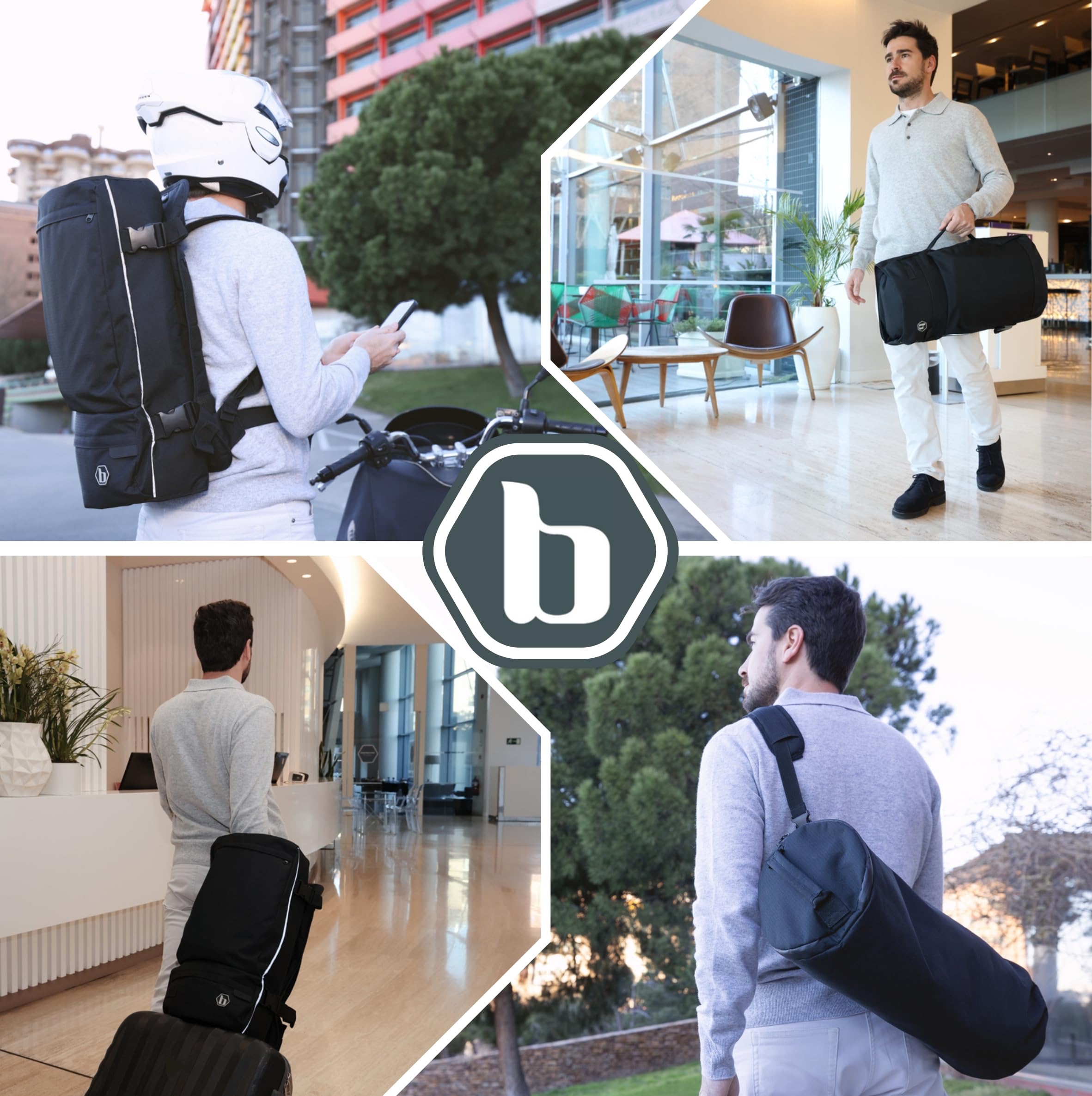 Zaino porta abiti convertibile 2 in 1, borsa da viaggio nera, custodia impermeabile, fascia riflettente
