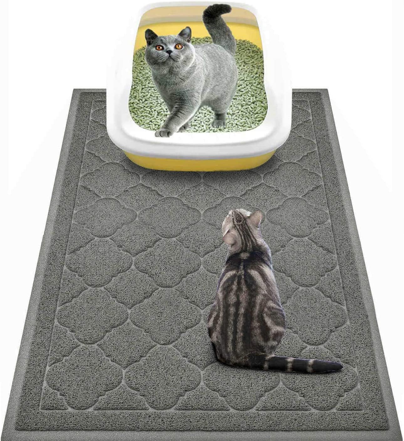 WePet Cat Litter Box Mat, Kitty Premium PVC Pad, Durable Trapping Rug, Phthalate Free, Urine-Resistant, Scatter Control, XXL 47 x 36 Inch, Champagne