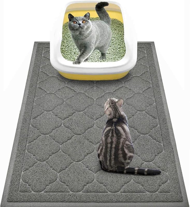 Tapete para Caixa de Areia de Gatos WePet em PVC, Cinza, Grande — 88,9 x 58,42 x 0,76 cm