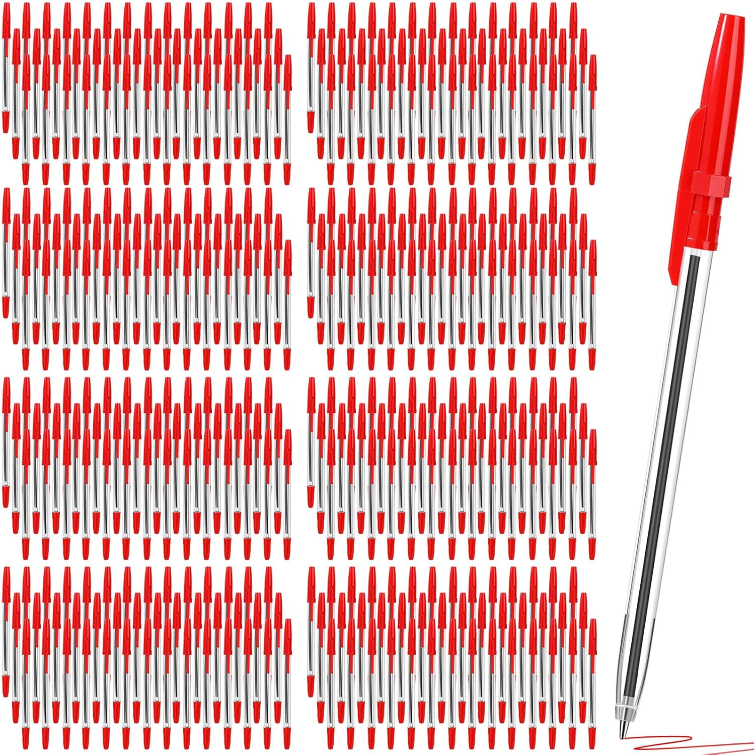 Sayglossy 200 Pcs Ballpoint Pens Bulk 1.0mm Medium Point Bullet Tip Smooth Writing Ink Pens for Office Business Server School Supplies (Red)
