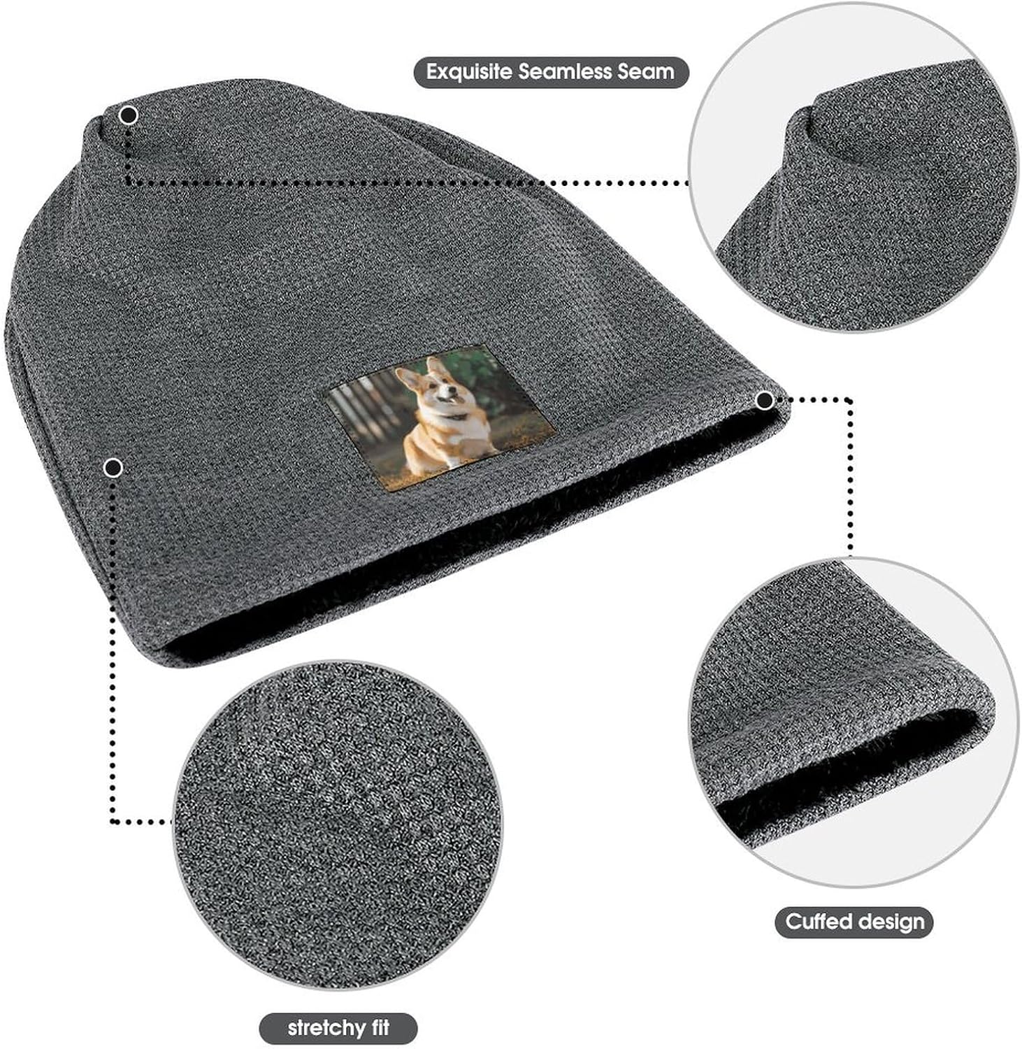 Stylish Dog Corgi Printed Winter Pullover Hats for Men and Women Combine Warmth and Style