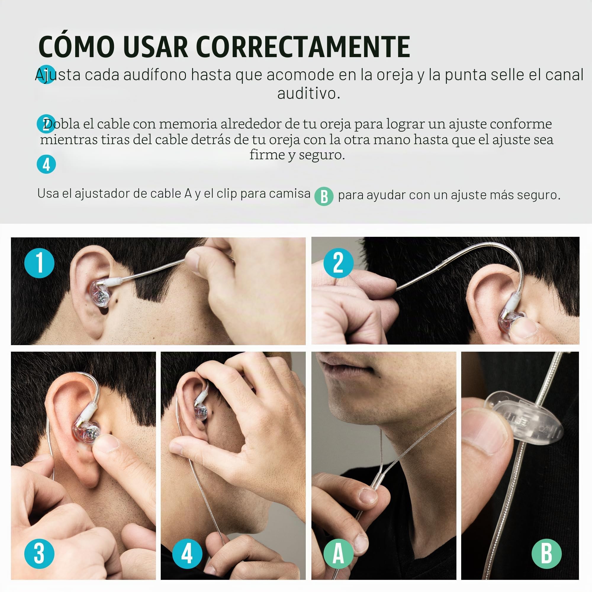 MEE audio M6 Pro Auriculares In Ear Estéreo HiFi con Sonido Preciso para Músicos, Cables con Memoria Gancho de Oreja, Auricular con Cancelación de Ruido de Estudio Profesional, 2 Cables Reemplazables