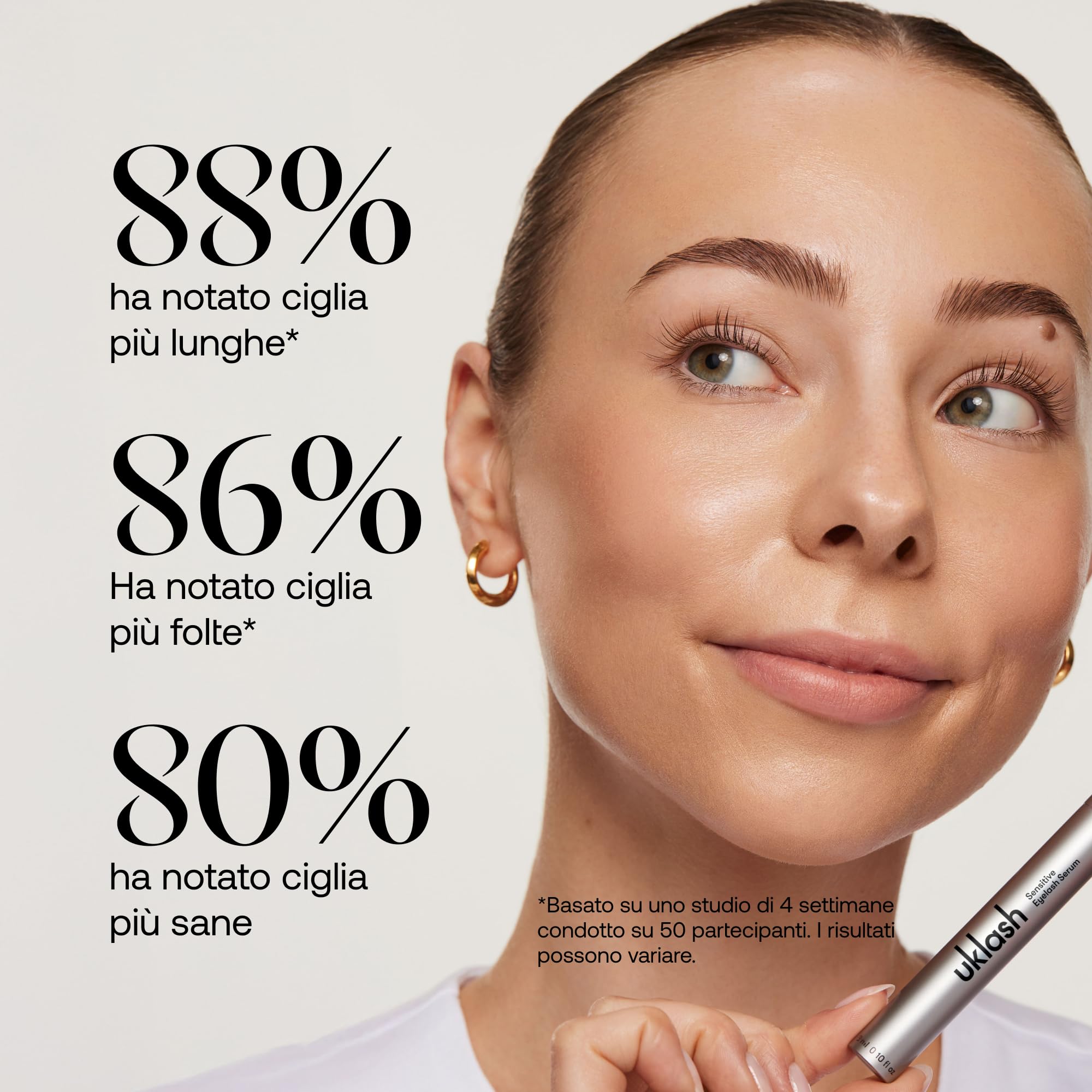 UKLASH | Siero per Ciglia Sensibili- 3ml - per Ciglia più Folte, a base di Peptidi, Vegani e studiati, per occhi sensibili
