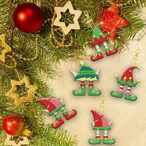 Miniatura 4 de Kit de llavero de pintura de diamante con patas de elfo de Navidad, accesorios de arte de diamante, accesorios de arte de diamantes para bricolaje,