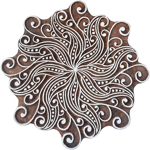 Miniatura 2 de Royal Kraft Bloque de impresión de madera redondo - DIY Henna tela textil papel arcilla cerámica sello ESIB6tag035