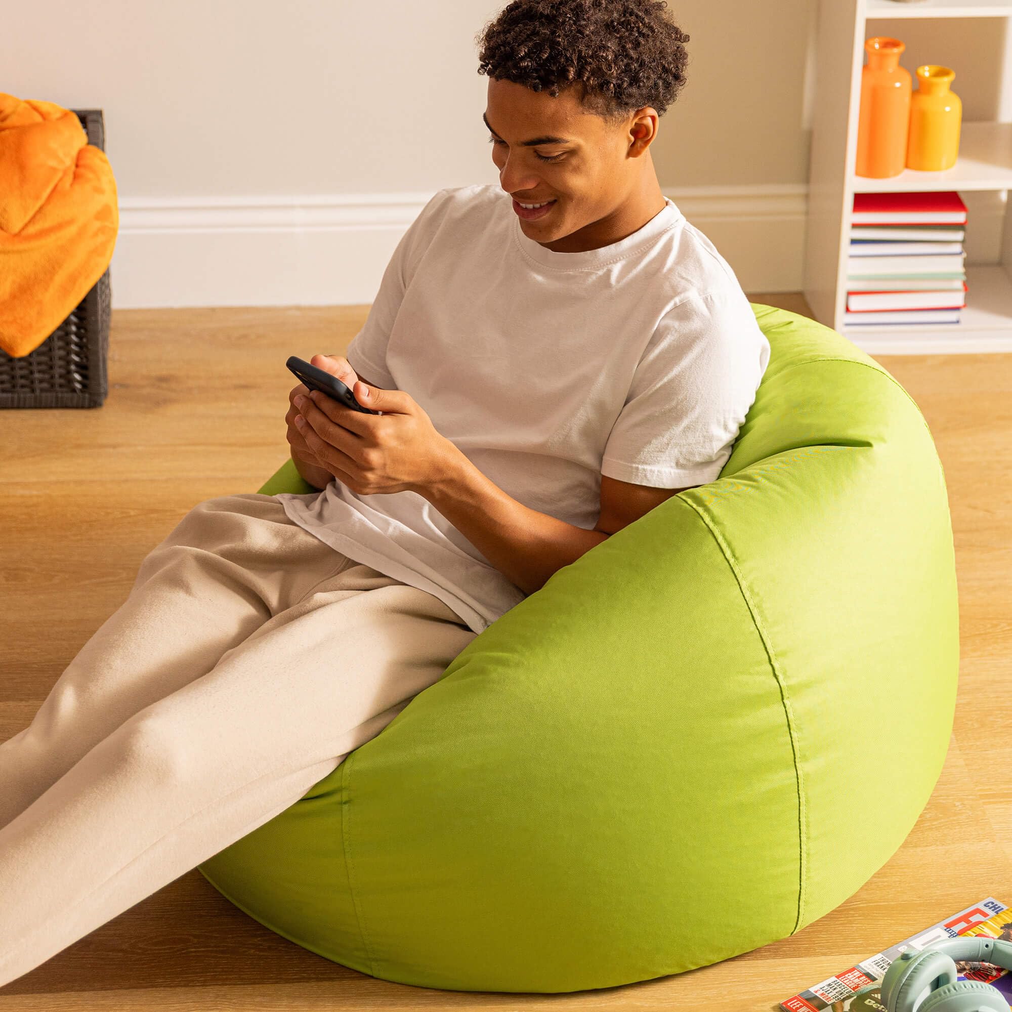 Bean Bag Bazaar Kingston Pouf Gaming, Pouf Poire avec Remplissage, Vert