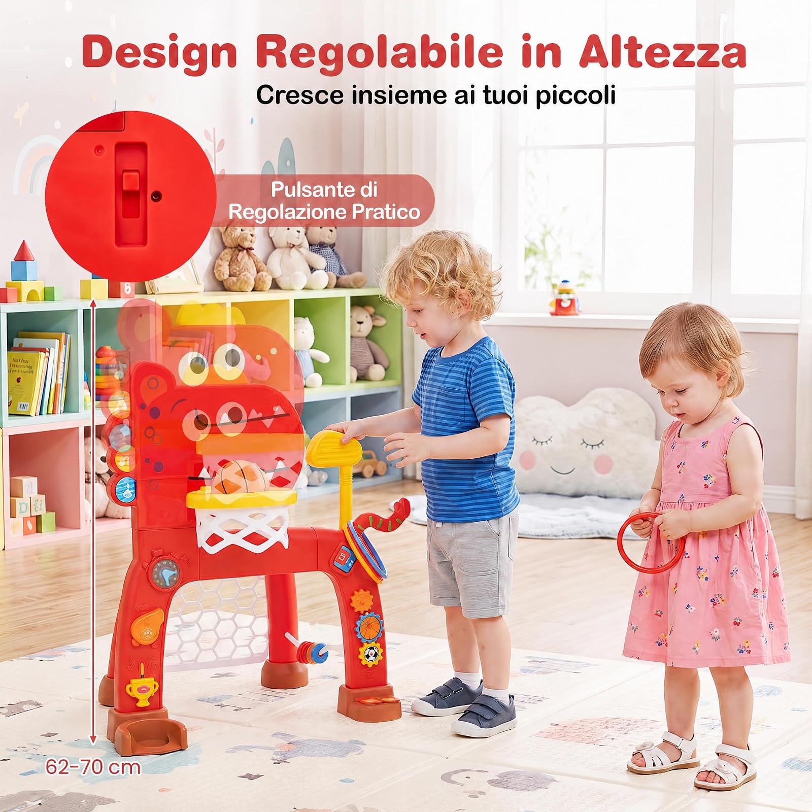 COSTWAY 4 in 1 Canestro da Basket per Bambini,Rosso
