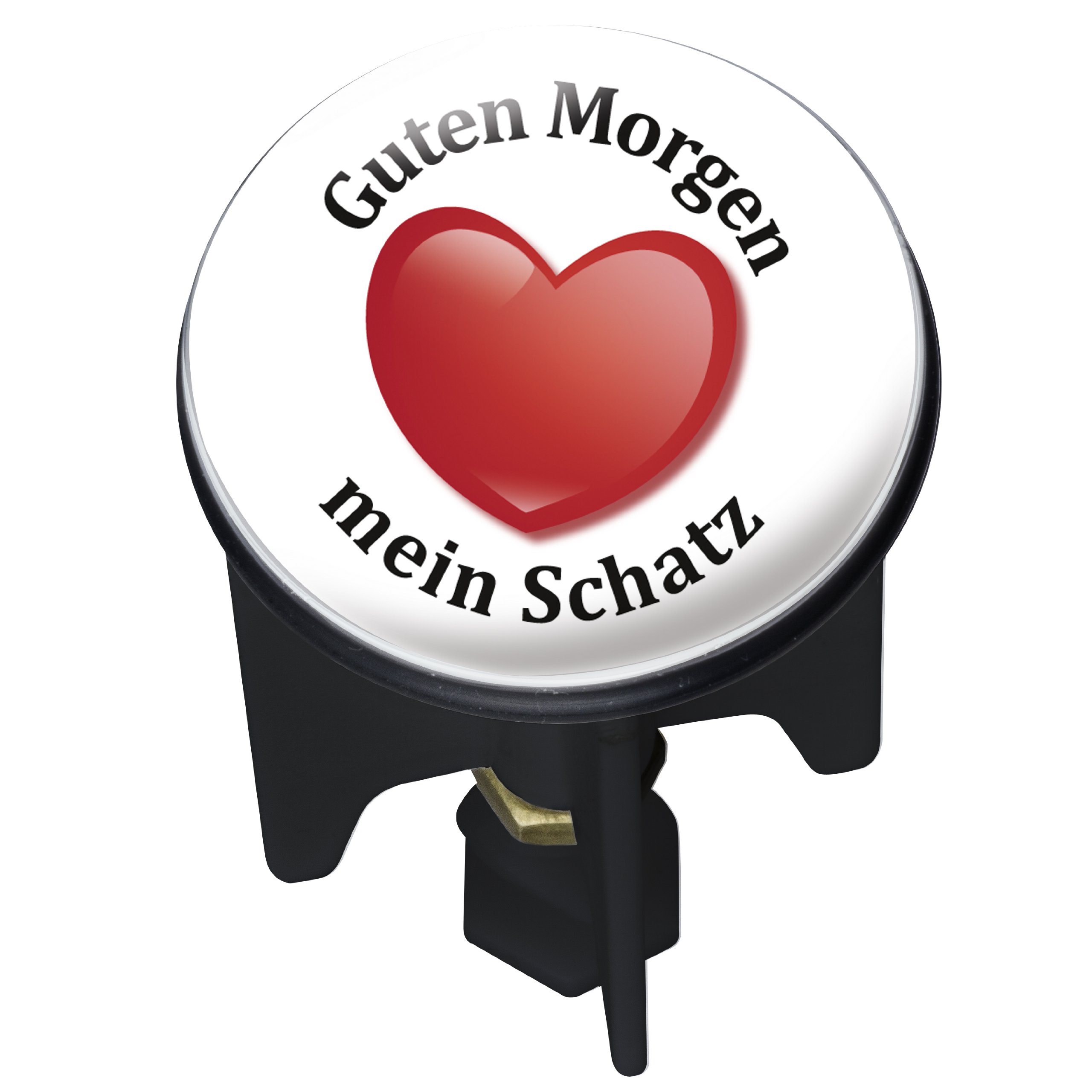 Wenko Pluggy 20719100 Sink Plug Featuring German Phrase Guten Morgen mein Schatz (Good Morning My Darling)