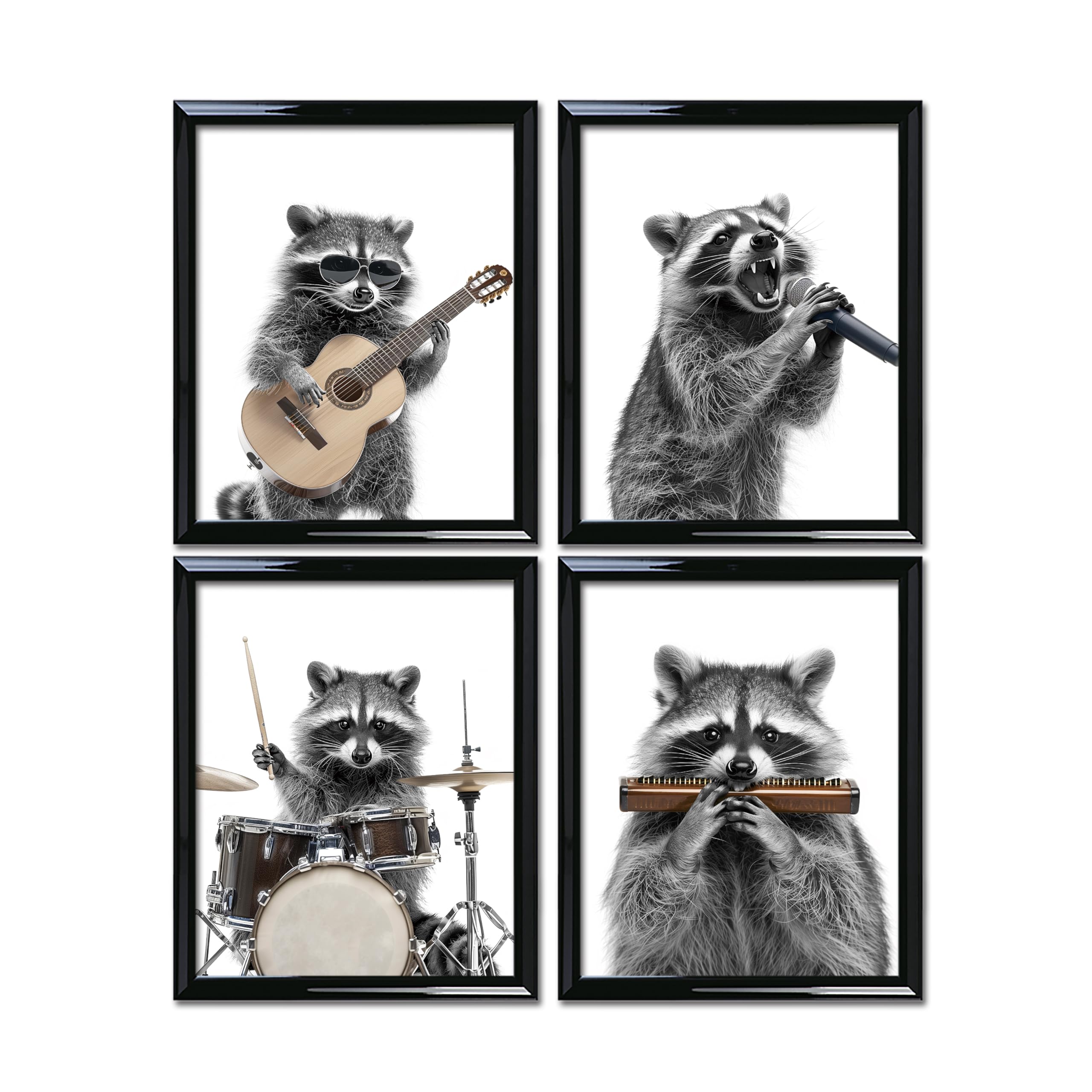 Amazon.com: Skyists Rock and Roll Raccoon Wall Art Prints, Bathroom ...