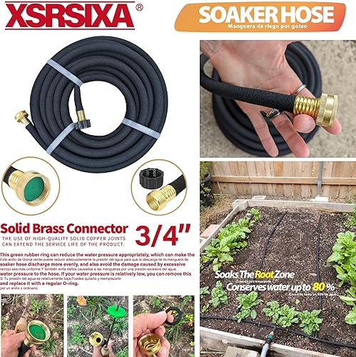 Miniatura 2 de Manguera de remojo resistente de 15 pies, goma ultra flexible de 12 pulgada con núcleo reforzado, estiramiento 20% más fuerte y flujo de agua