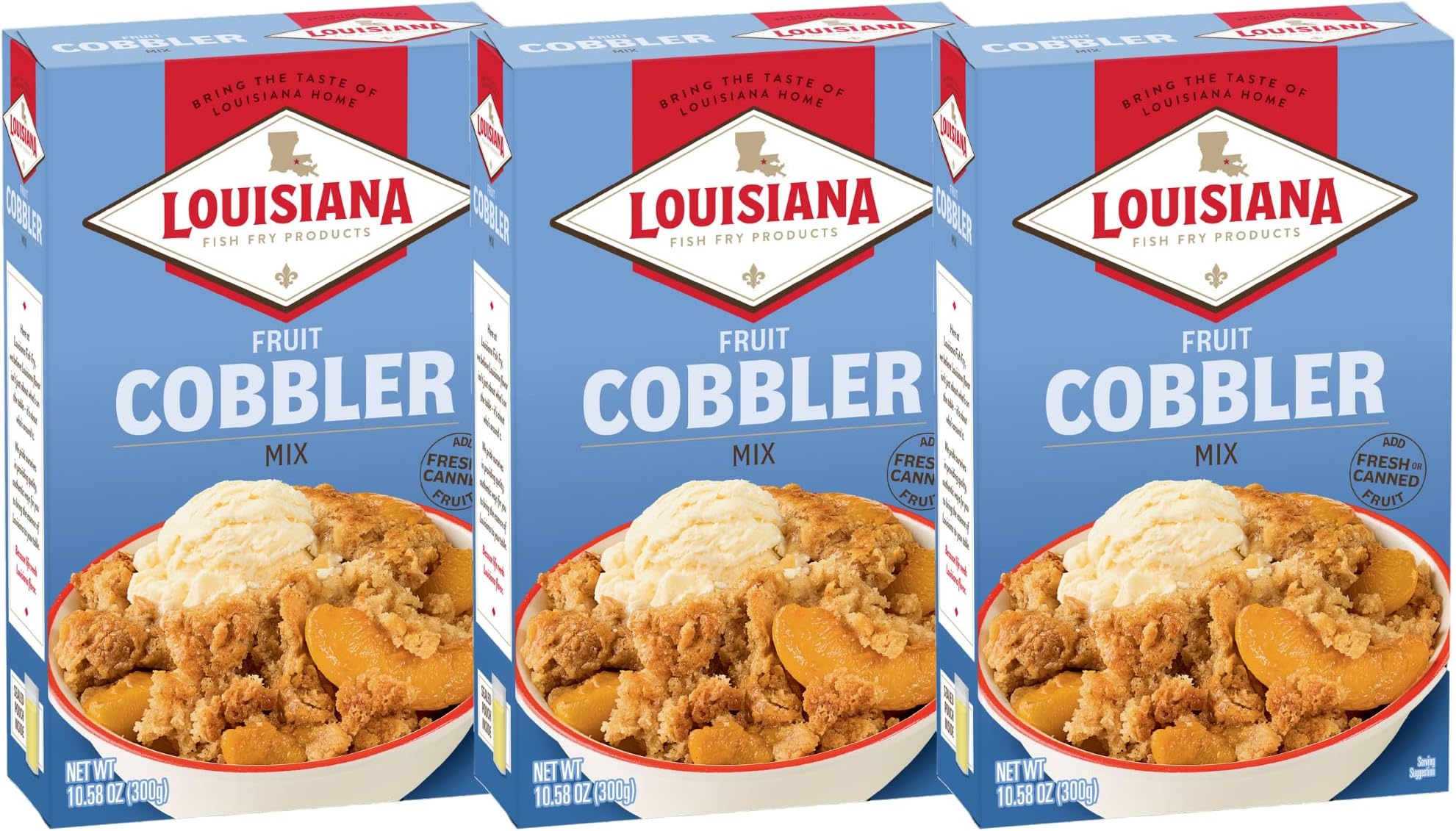 Cobbler Mix 10.58 oz. (Pack of 3) - Homemade Dessert in Minutes - Just Add Your Favorite Fruit - Apple, Peach, Berry and More by Louisiana Fish Fry