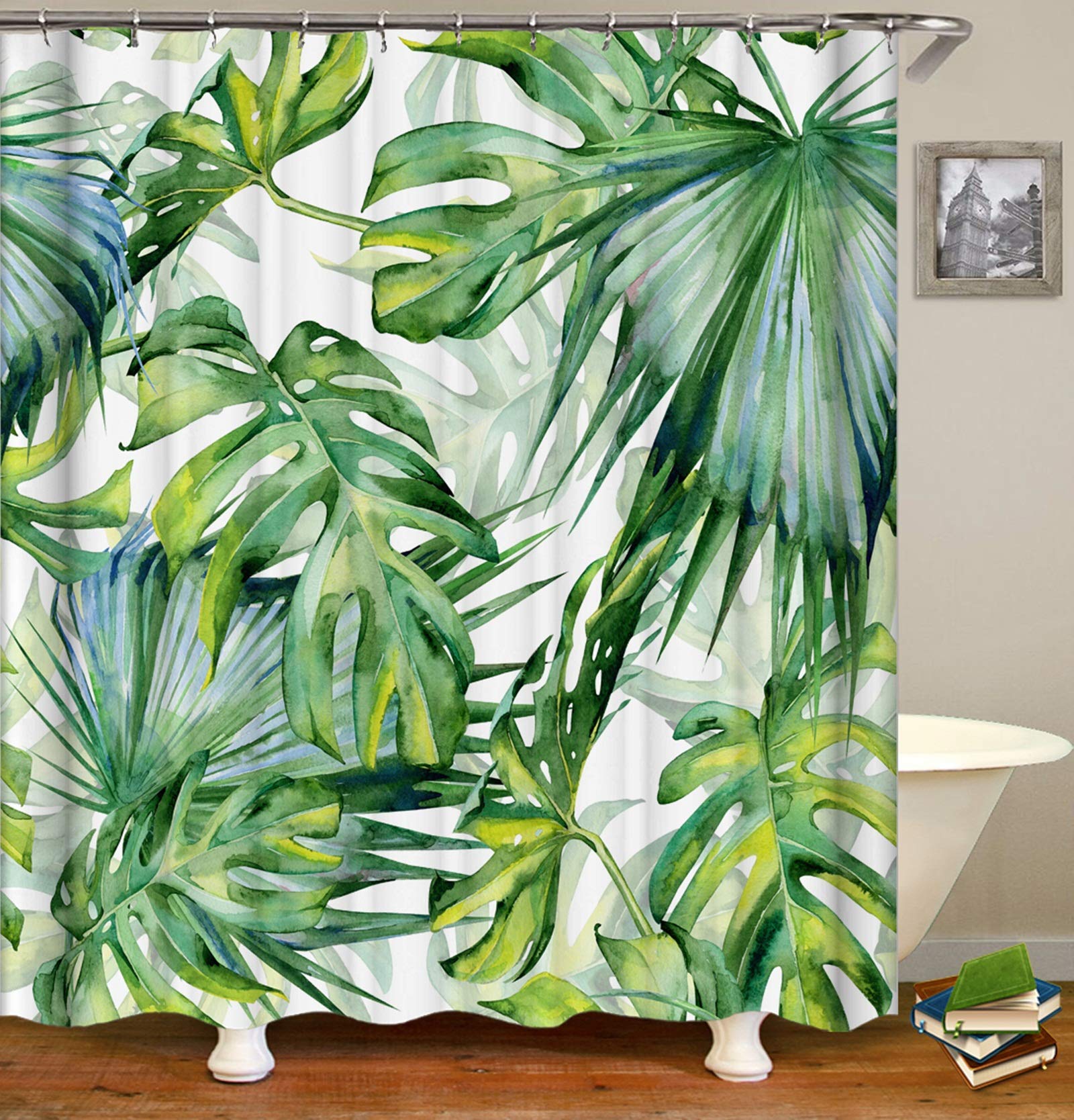 KnSam Zasłona prysznicowa przeciw pleśni, wodoszczelna, do wanny, łazienki, 100% poliester, w zestawie 12 pierścieni, 120 x 180 cm